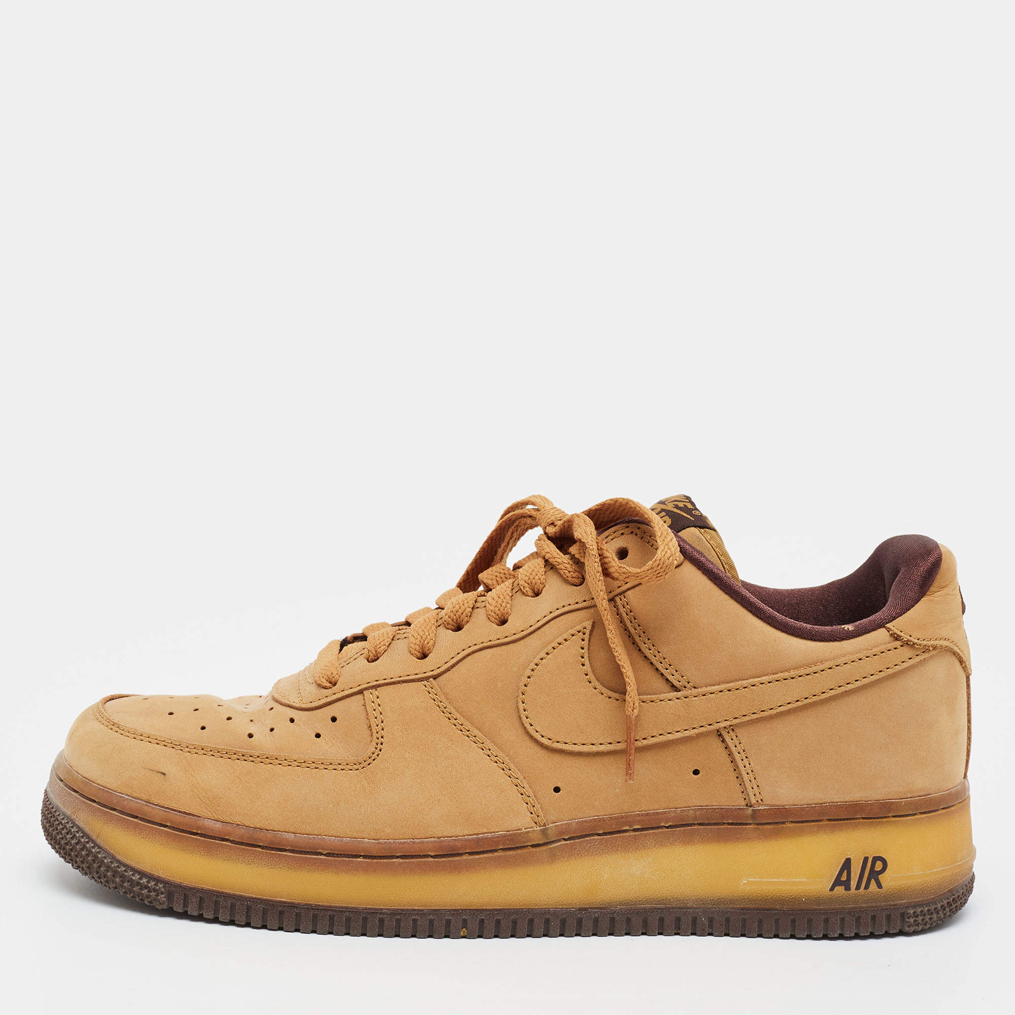 مملوكة مسبقًا Nike Air Force 1 Wheat Dark Mocha Size 42.5 Brown Nubuck Leather Low Top Sneakers