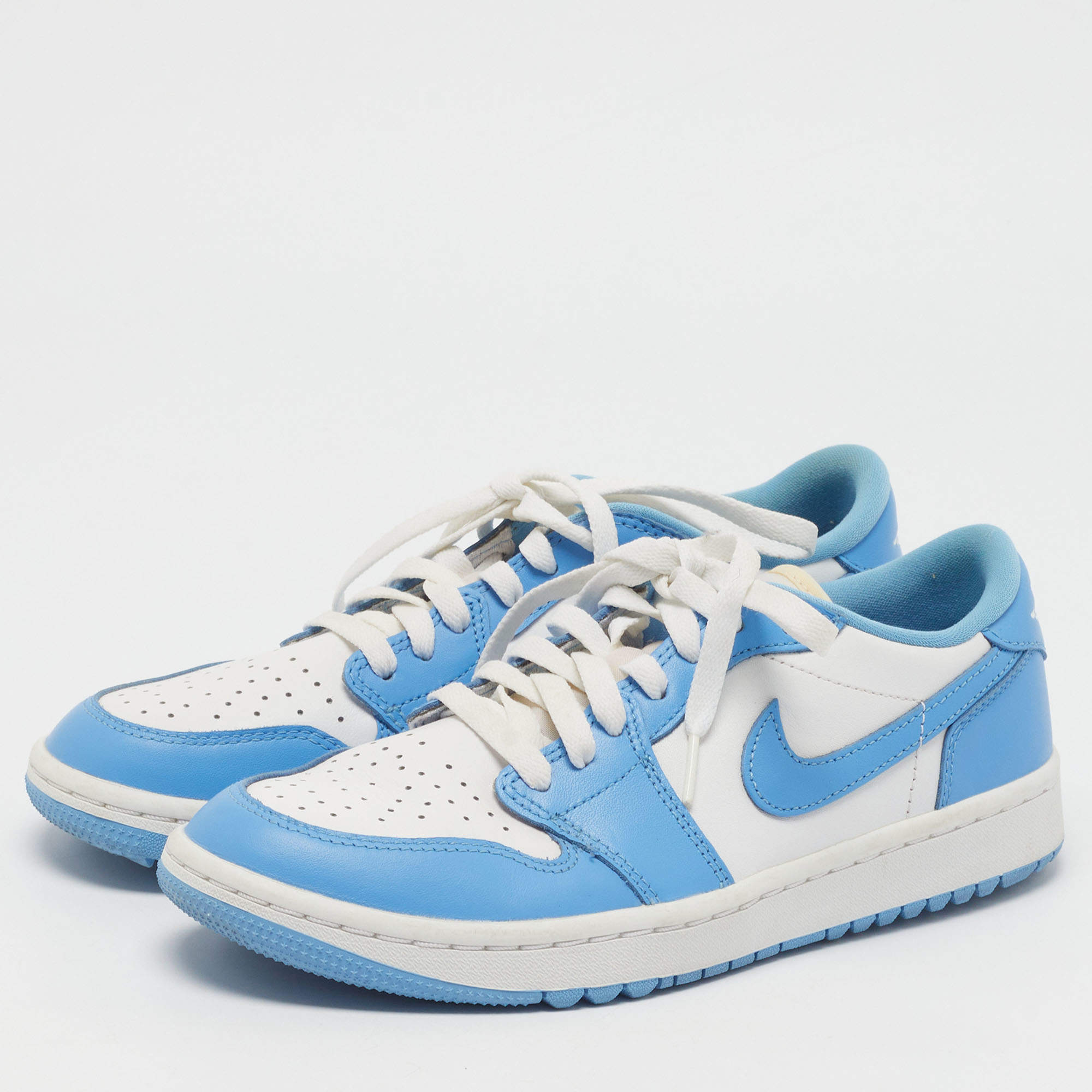 Nike Air Jordan 1 Low SE Size 40.5 Blue/White Leather Lace Up Sneakers 