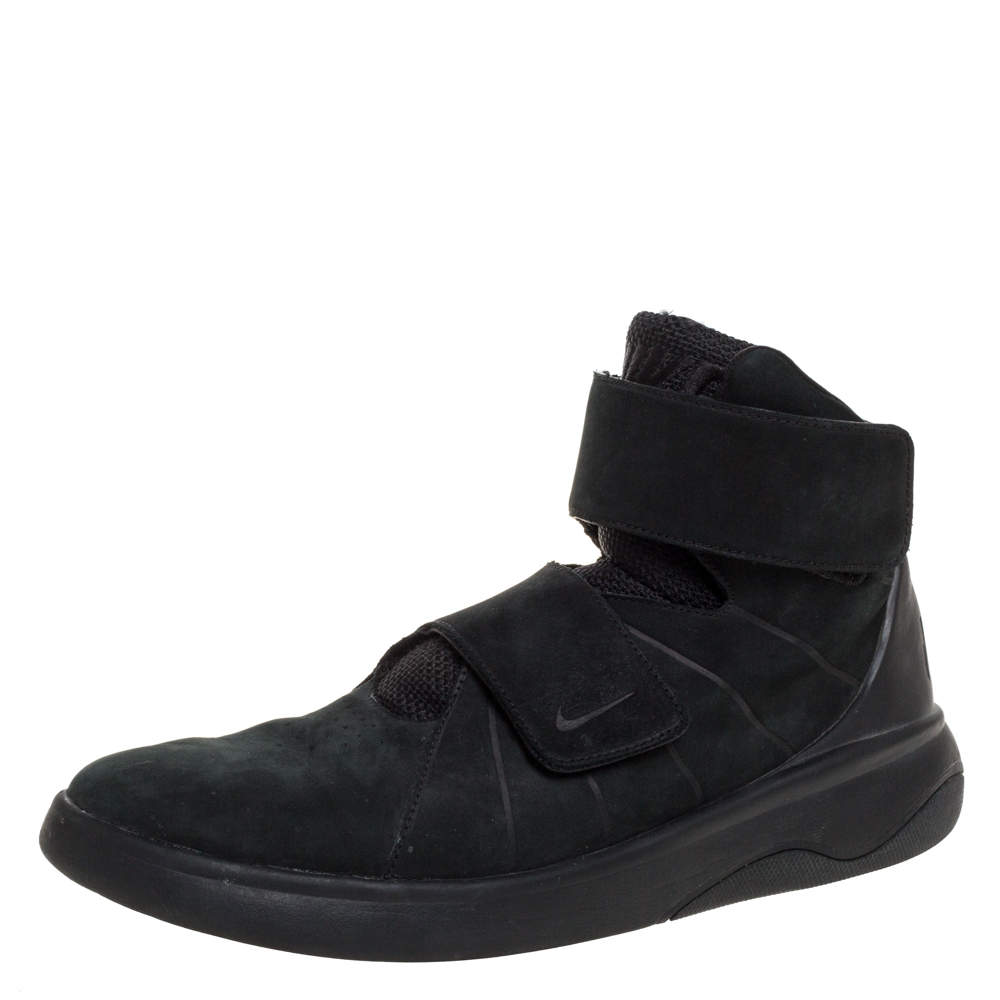 Nike Marxman Premium Black Nubuck And Nylon Velcro Strap High Top Sneakers Size 42