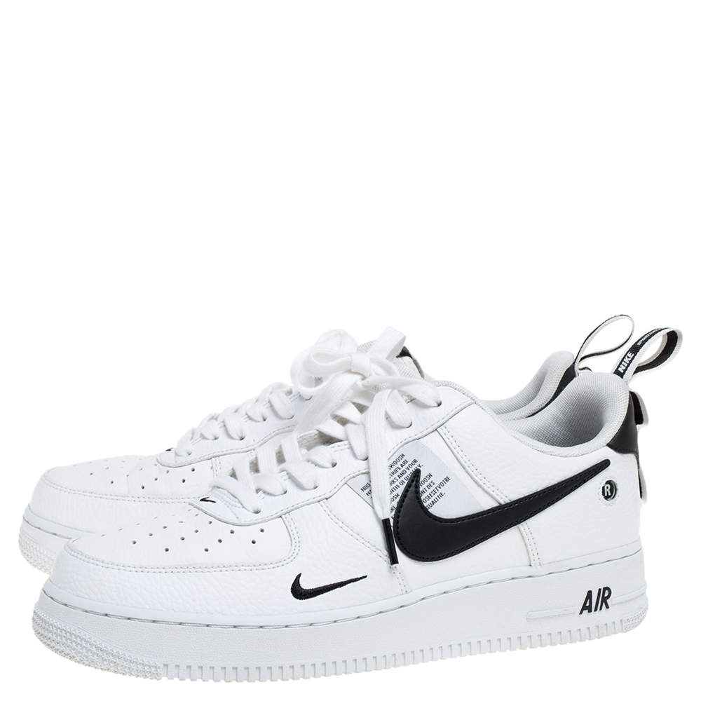 Nike Air Force One White Leather Utility Low Top Sneakers Size 42.5