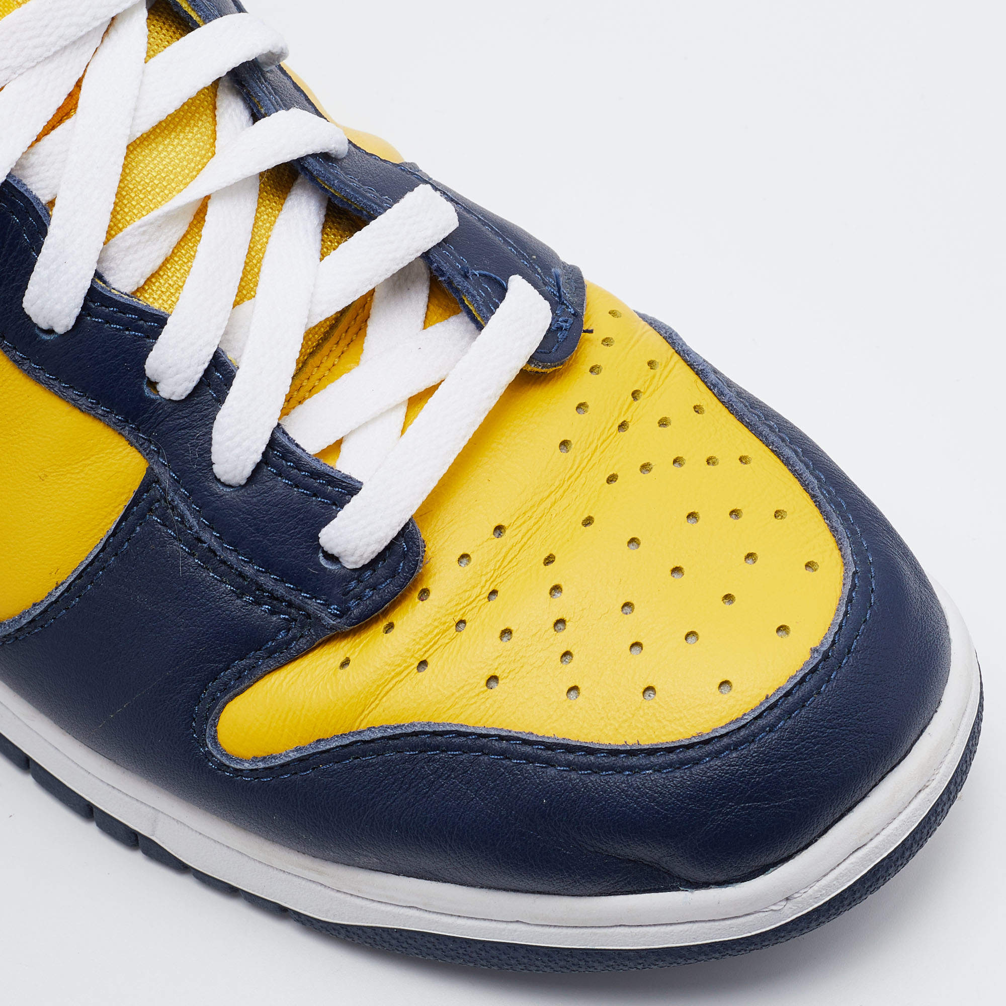 Nike Blue/Yellow Leather Dunk Michigan High Top Sneakers Size 45 Nike