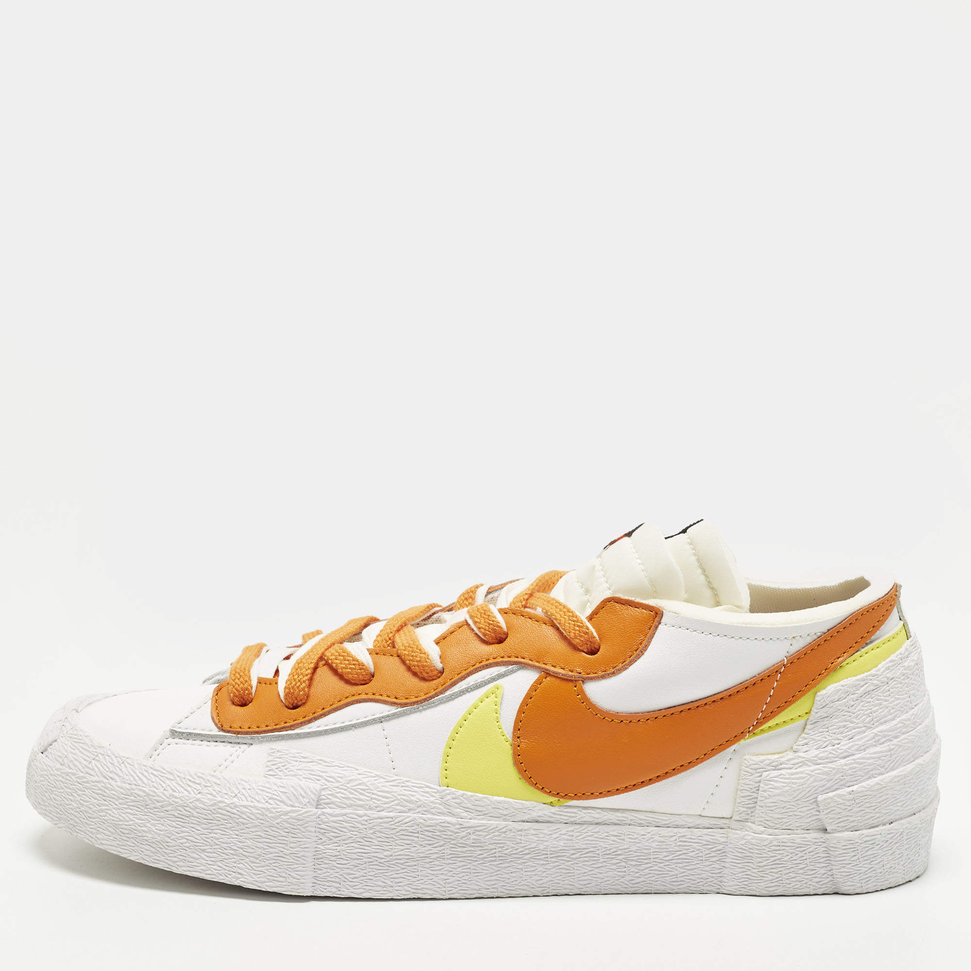 مملوكة مسبقًا Nike x Sacai Blazer White Magma Orange Size 45 Multicolor Leather Low Top Sneakers