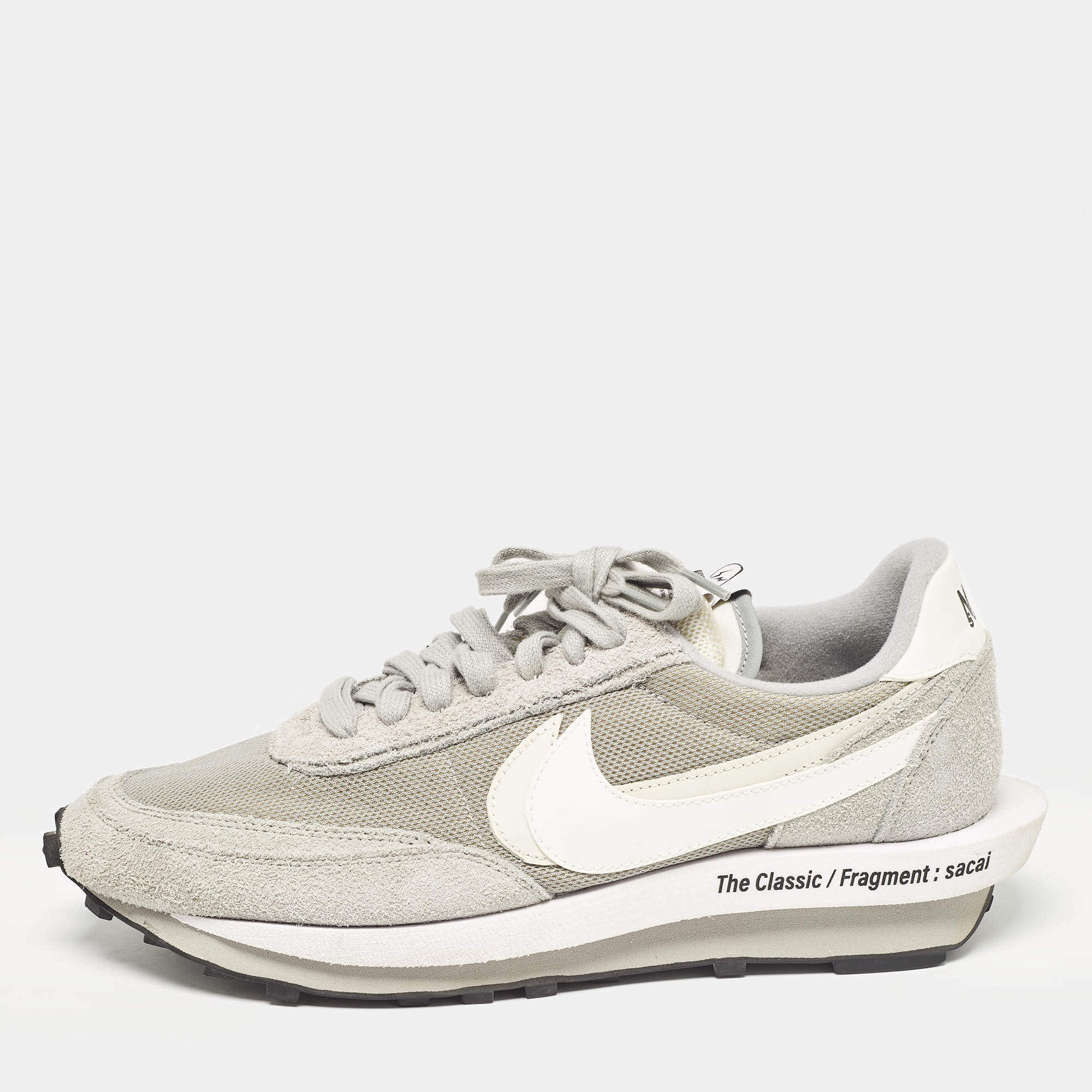 Nike x Sacai Grey Suede and Mesh LD Waffle SF Fragment Grey Sneakers Size 46