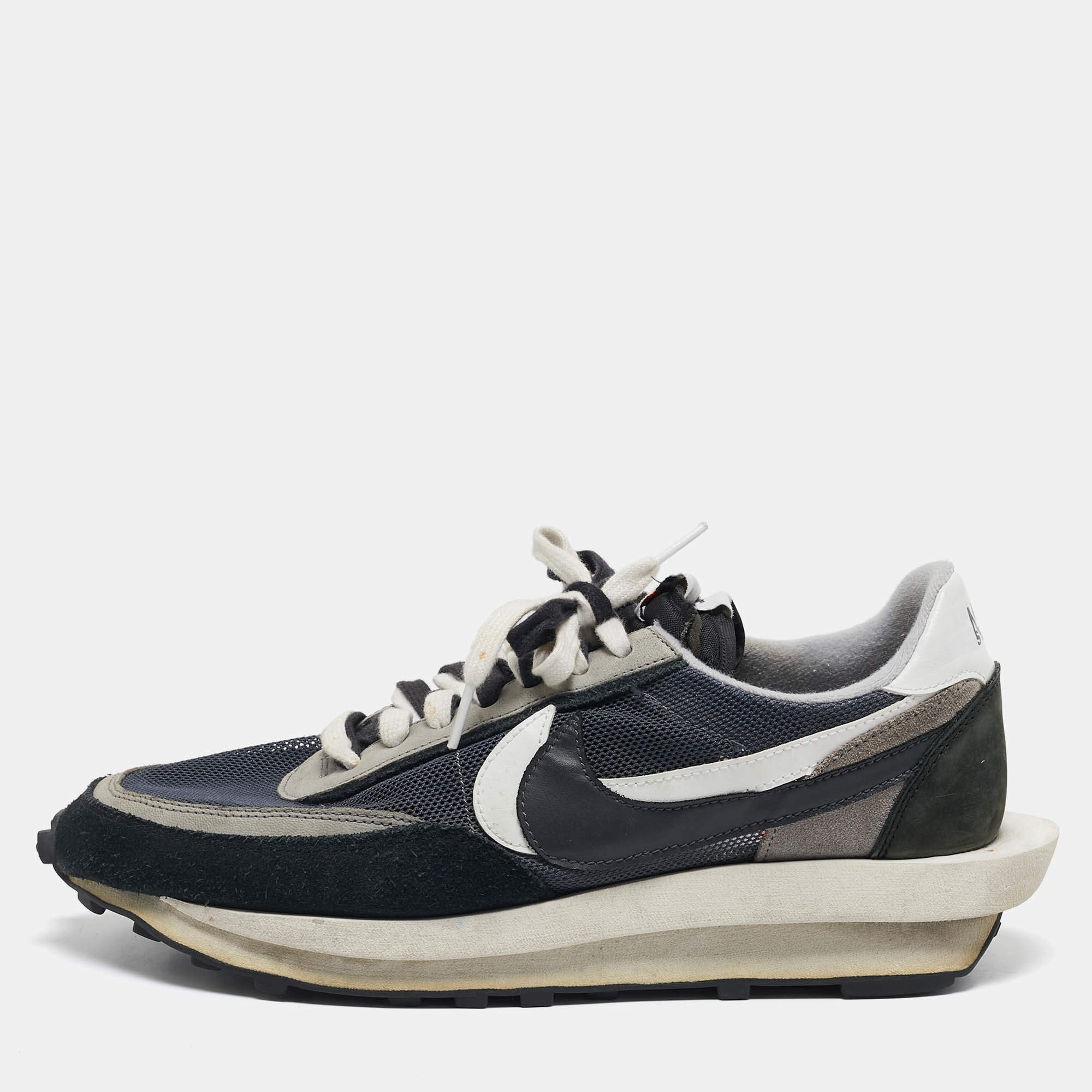 Nike x Sacai Multicolor Leather and Mesh Vaporwaffle Lace Up Sneakers Size 46