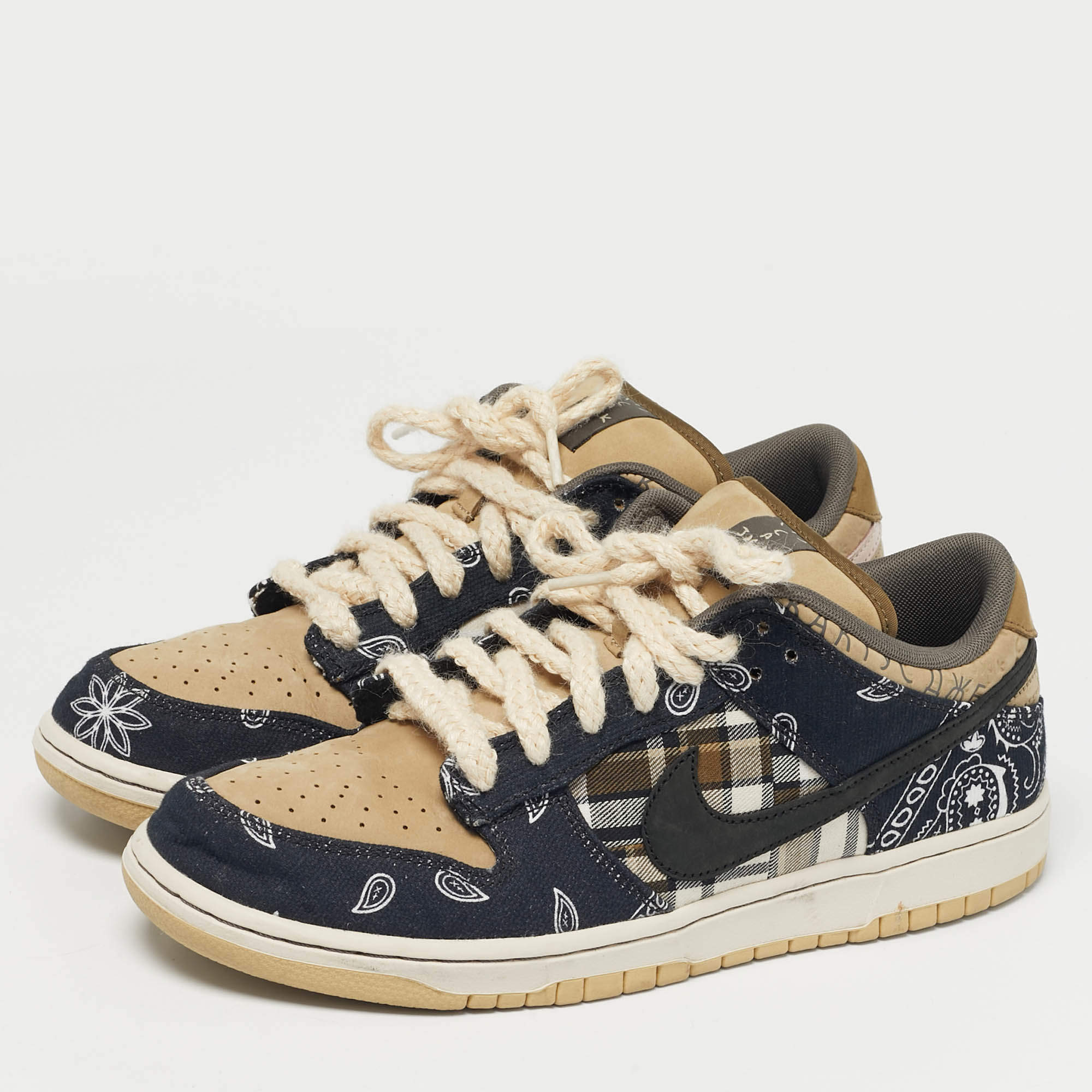 Pre Owned Nike x Sacai Multicolor Canvas and Denim Scott SB Dunk Low Top Sneakers Size 44.5