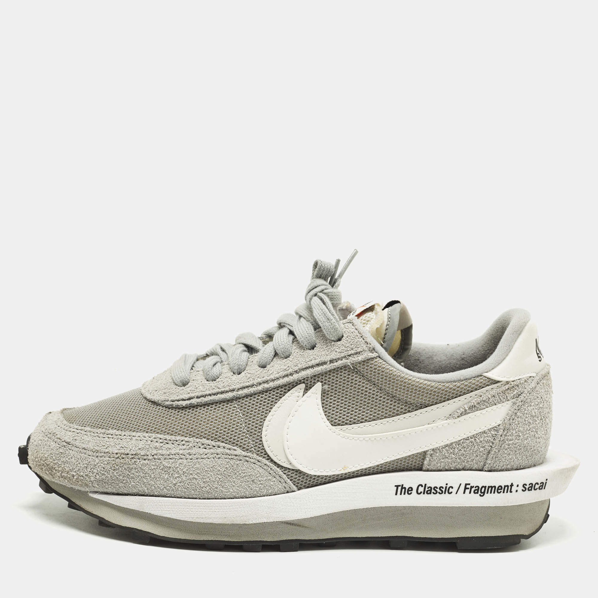 مملوكة مسبقًا Nike x Sacai LD Waffle SF Fragment Grey Size 42.5 Grey Suede and Mesh Low Top Sneakers