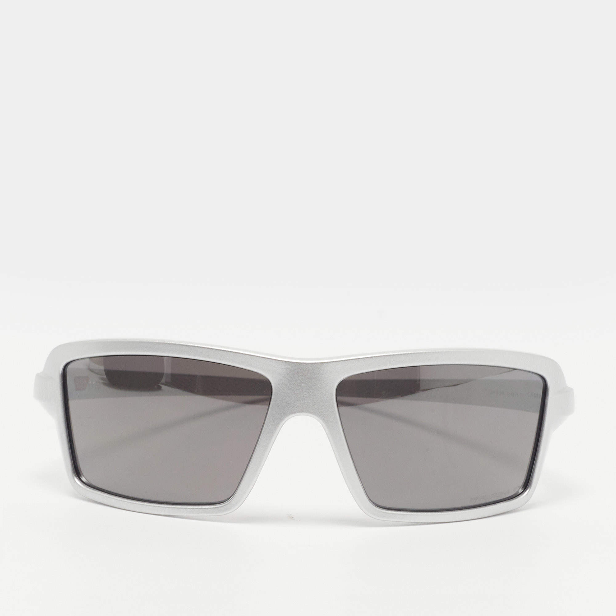 Pre Owned Oakley Matte Silver Polarized OO9129 1263 Cables Square Sunglasses 