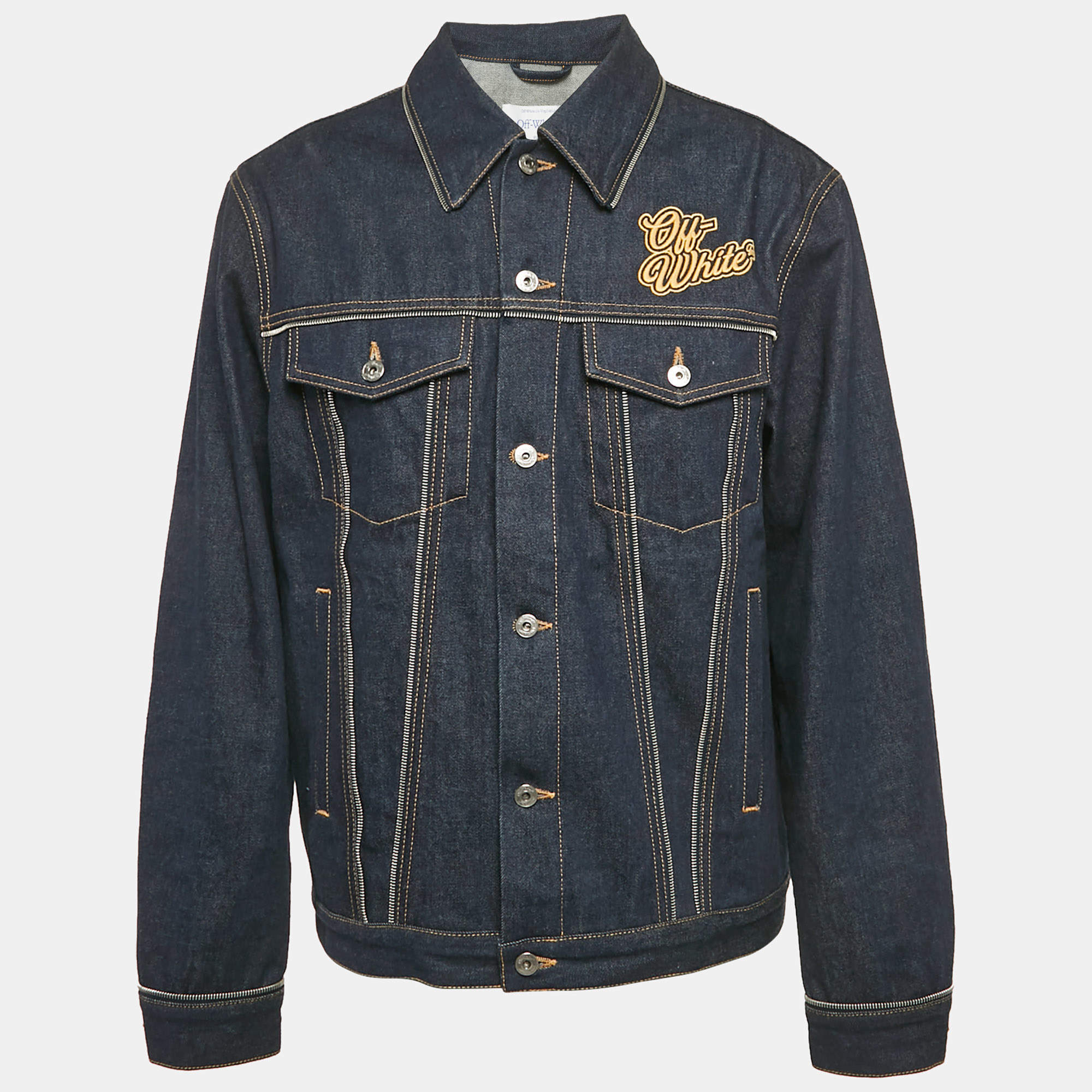 Off-White Blue Denim Skate Zipper Detail Jacket L