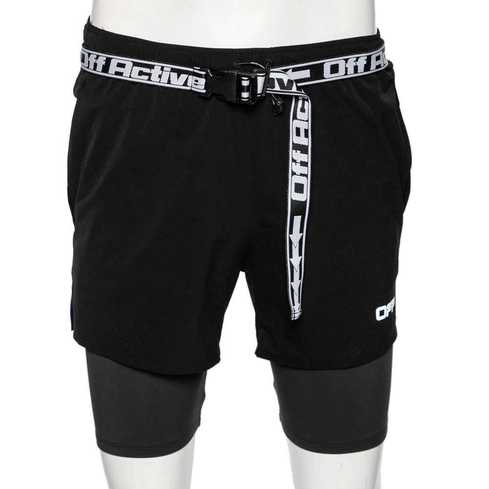 Off-White Black Synthetic Running Shorts M