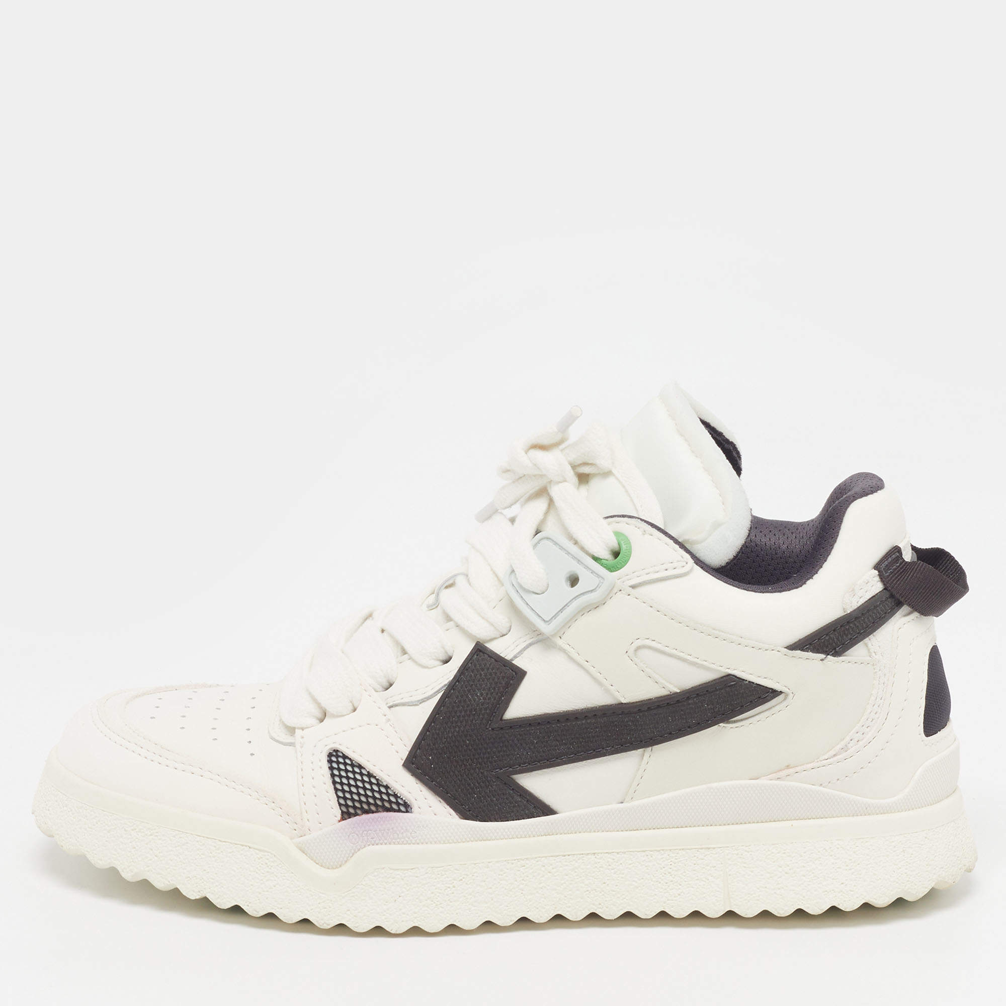 Pre Owned Off-White Midtop Sponge Size 42 White Leather Lace Up Sneakers