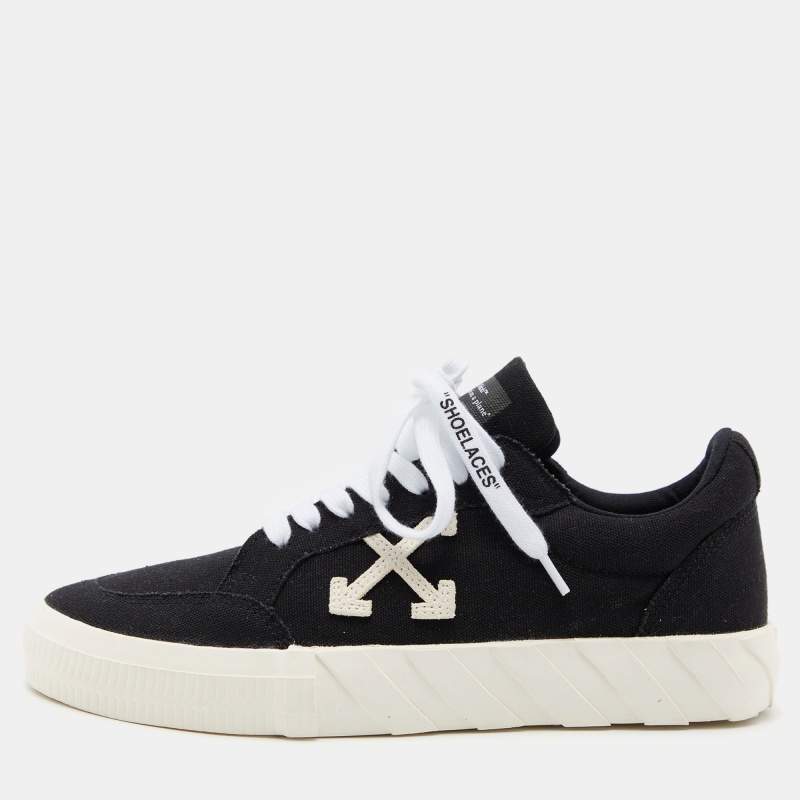 مملوكة مسبقًا Off-White Black/White Canvas Vulcanized Low Top Sneakers Size 39