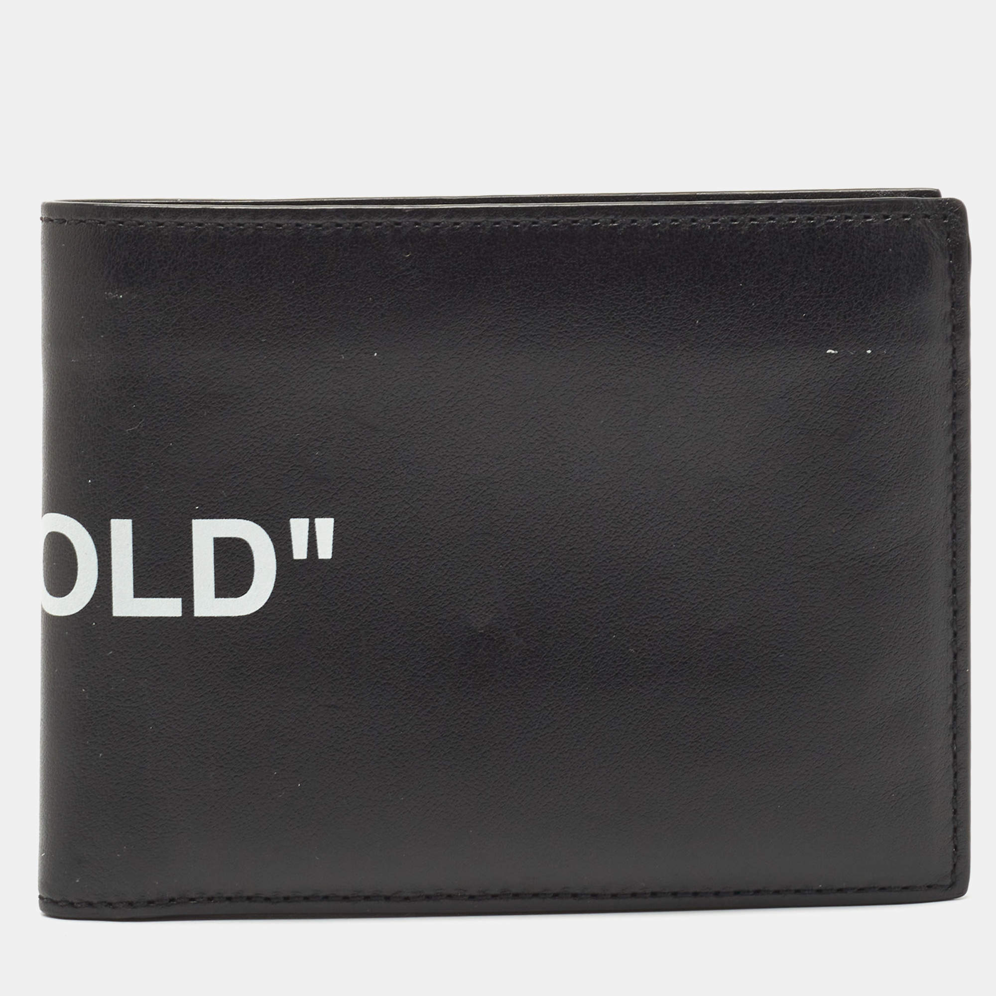 Off White Black Leather Bifold Wallet 