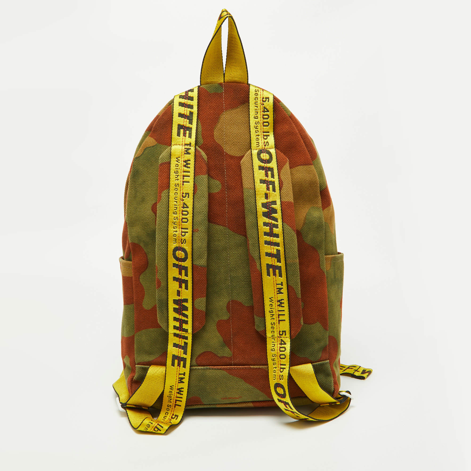 Off-White Green Camouflage Canvas Backpack Off-White