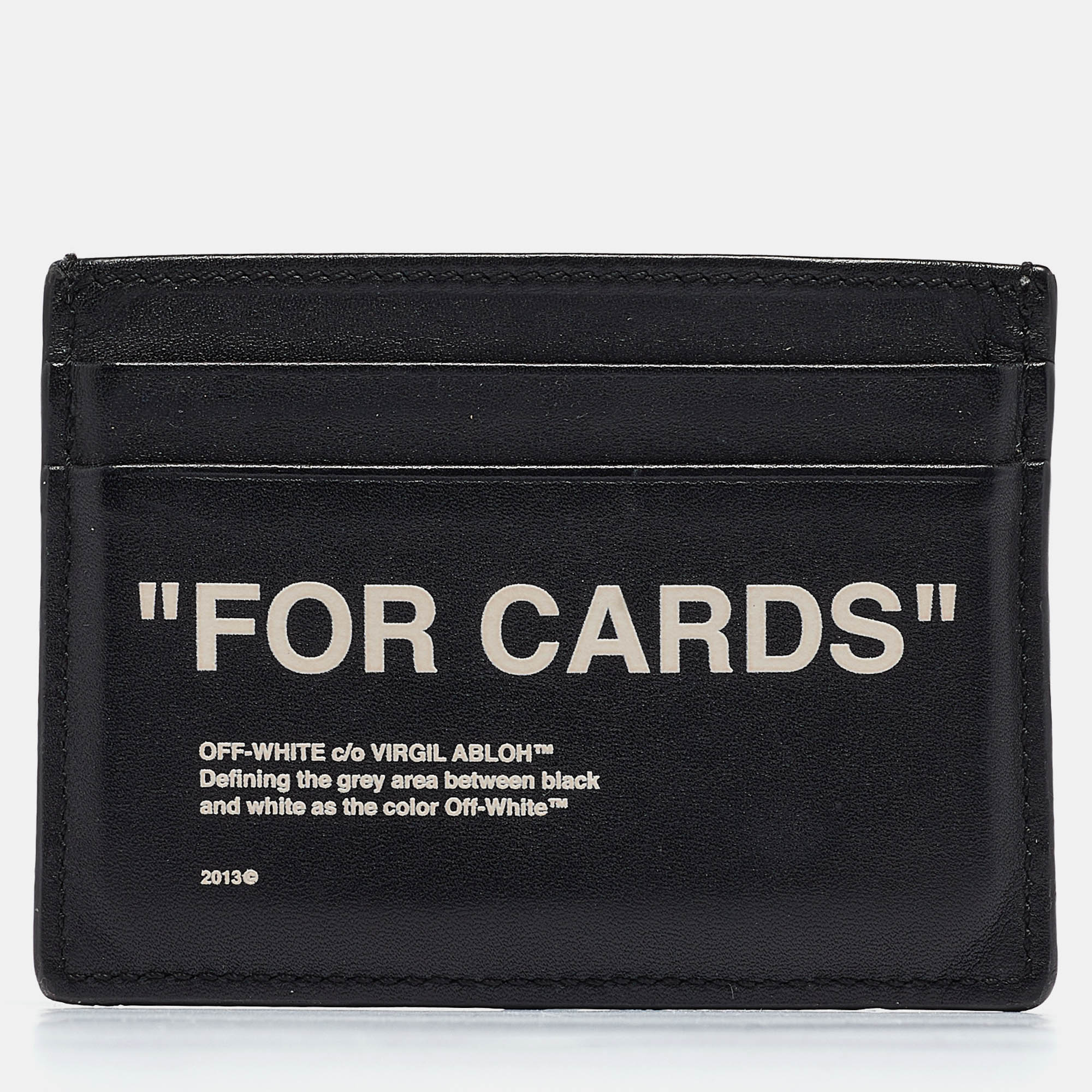 Pre Owned Off-White Black/White Leather Slogan Card Holder