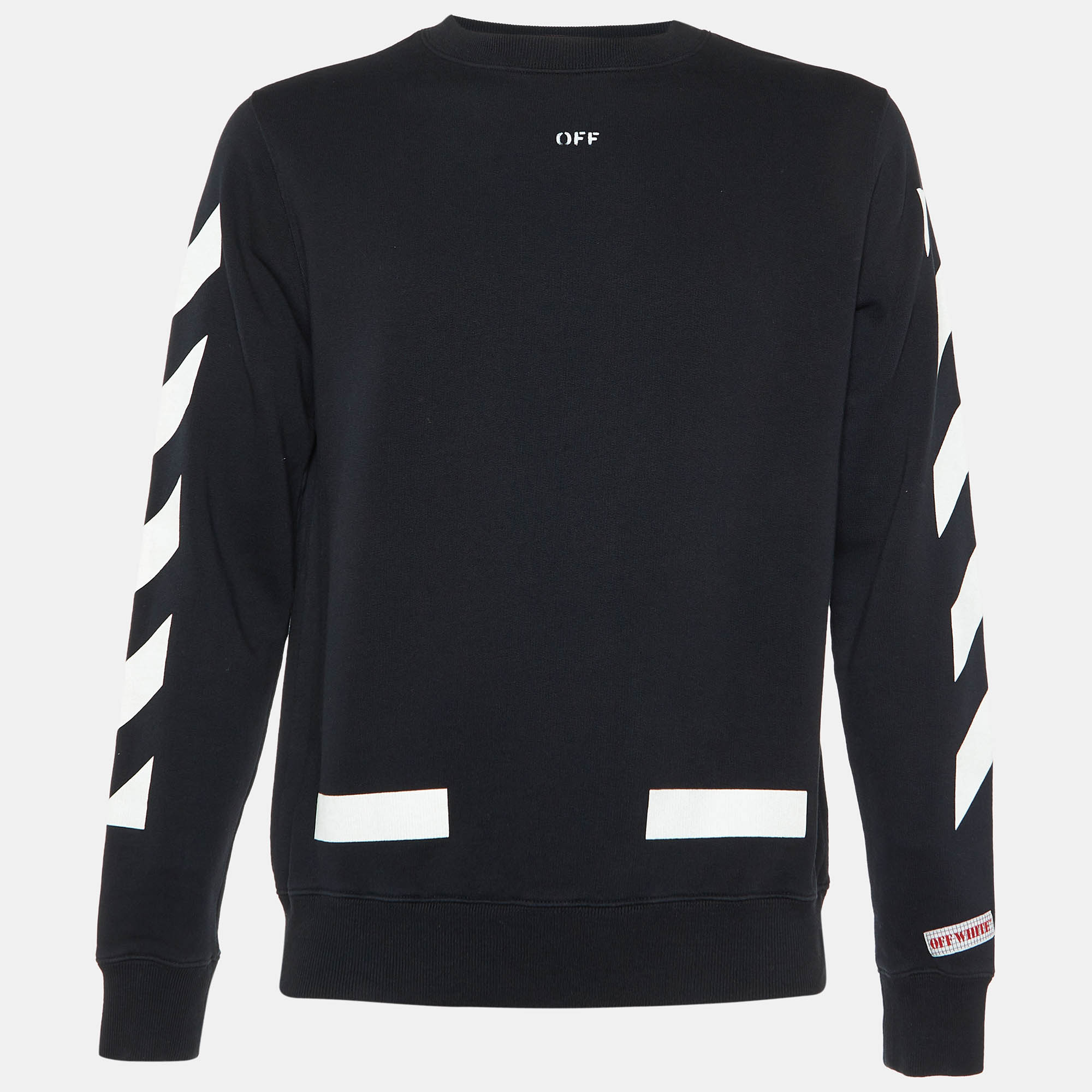 Off-White Black Arrow Print Cotton Crew Neck Sweatshirt XS