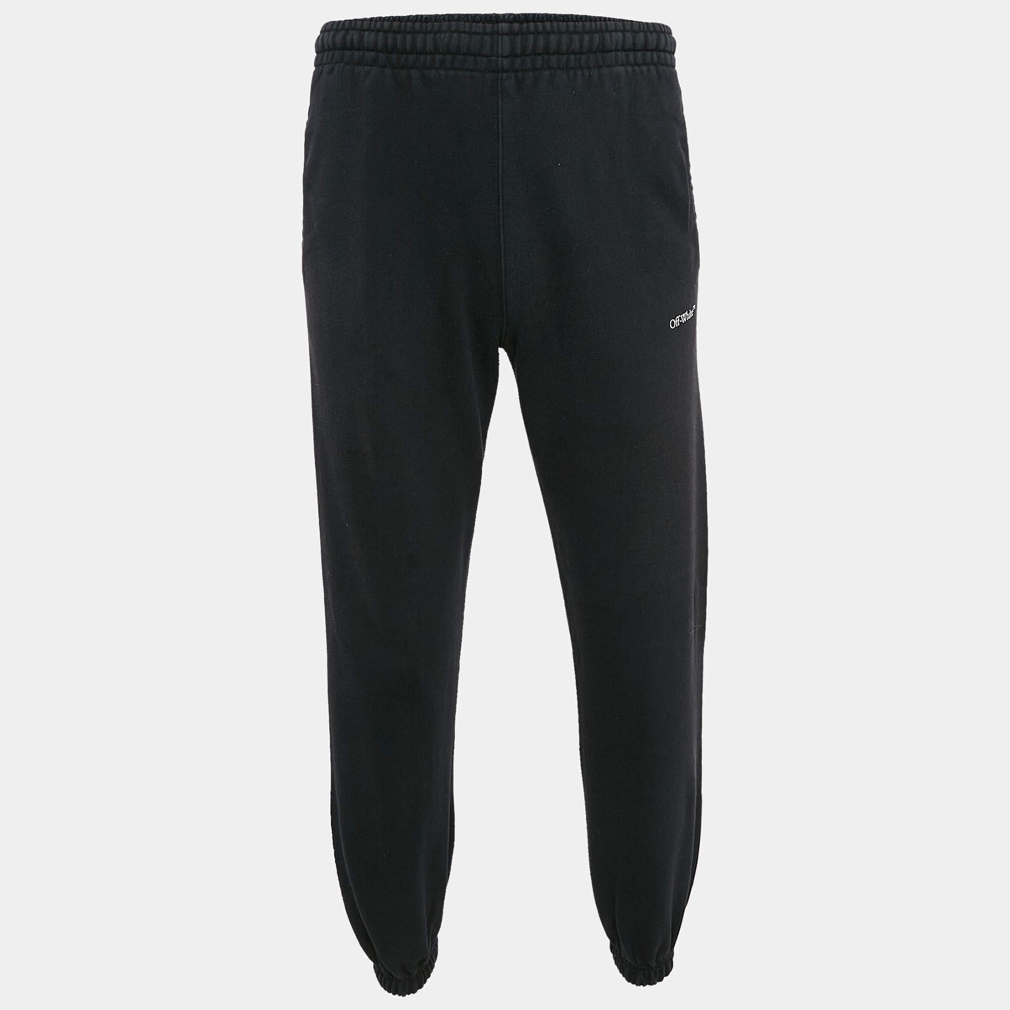 Off-White Black Arrow Print Cotton Knit Sweatpants M