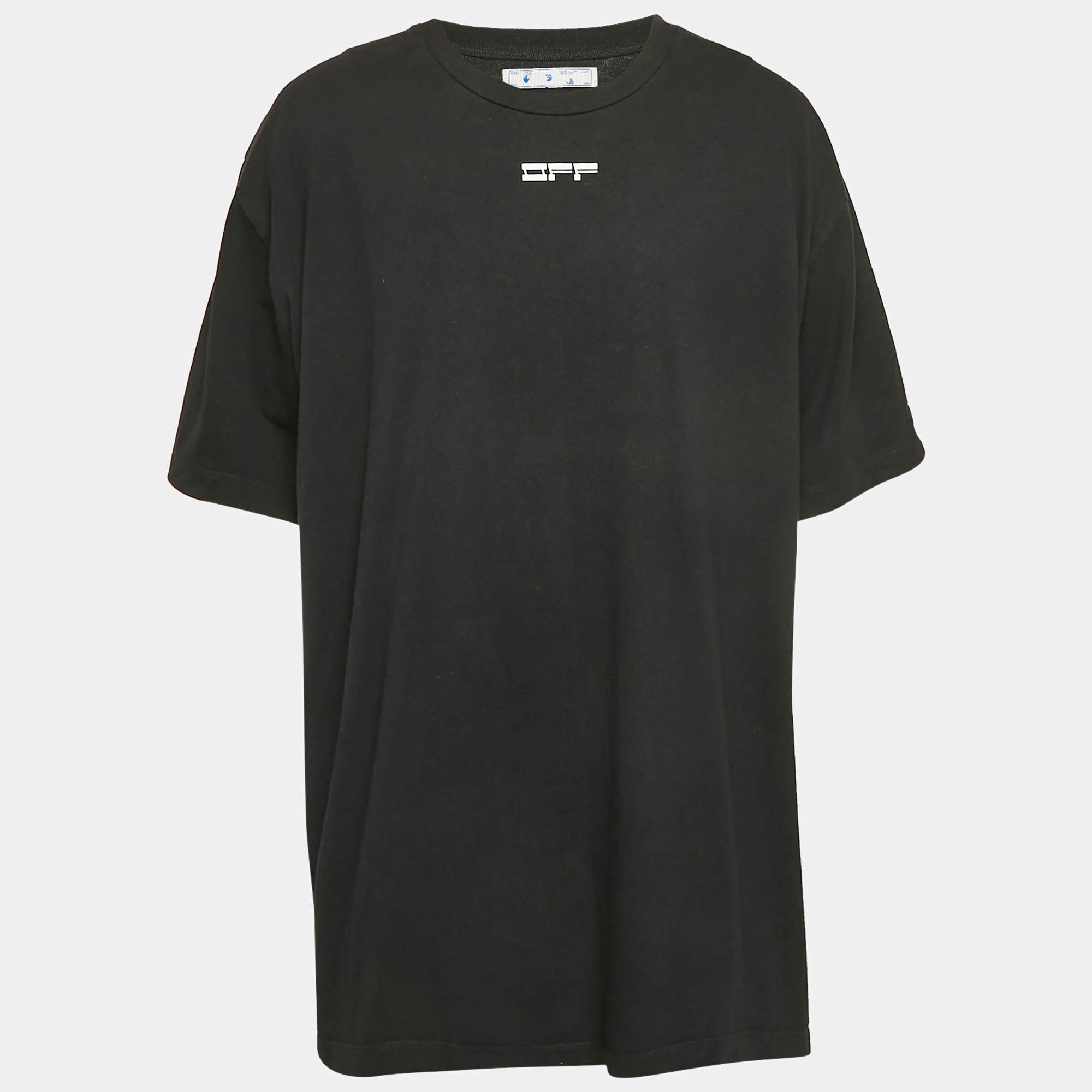 Off-White Black Pivot Fish Print Cotton Short Sleeve T-Shirt XXL