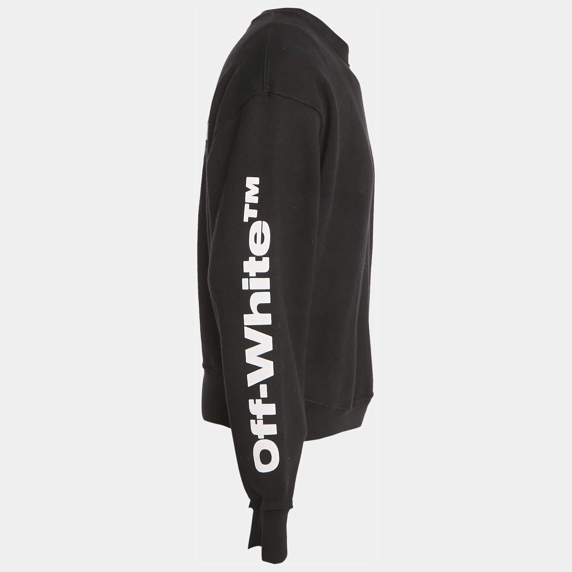 Off-White Green Logo Intarsia Wool Blend Knit Hoodie M Off