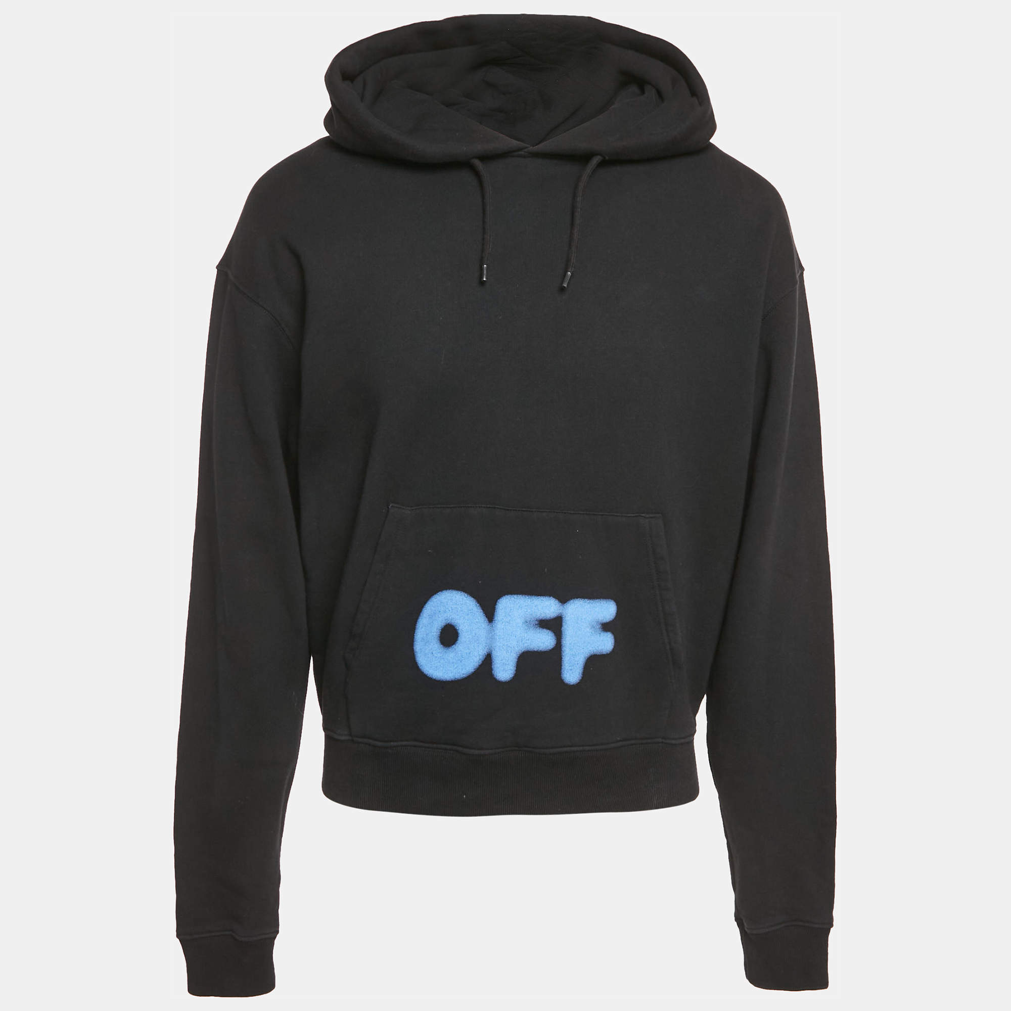 Off-White Black Logo Print Cotton Hooded Sweatshirt XS