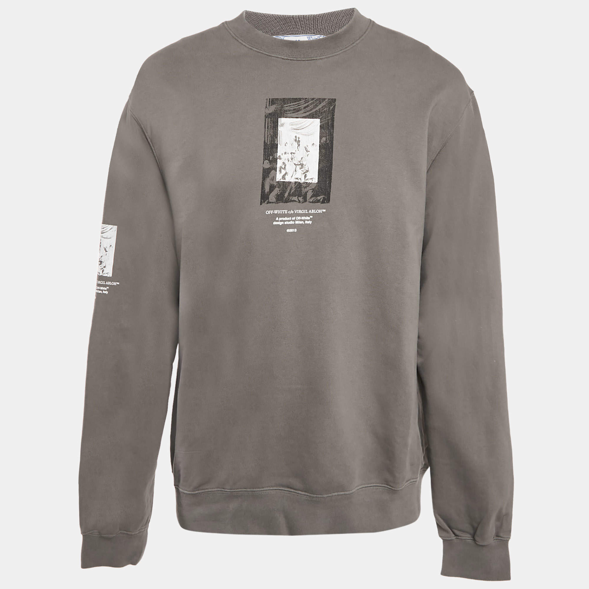 Off-White Grey Paint Mirror Print Cotton Sweatshirt XXL