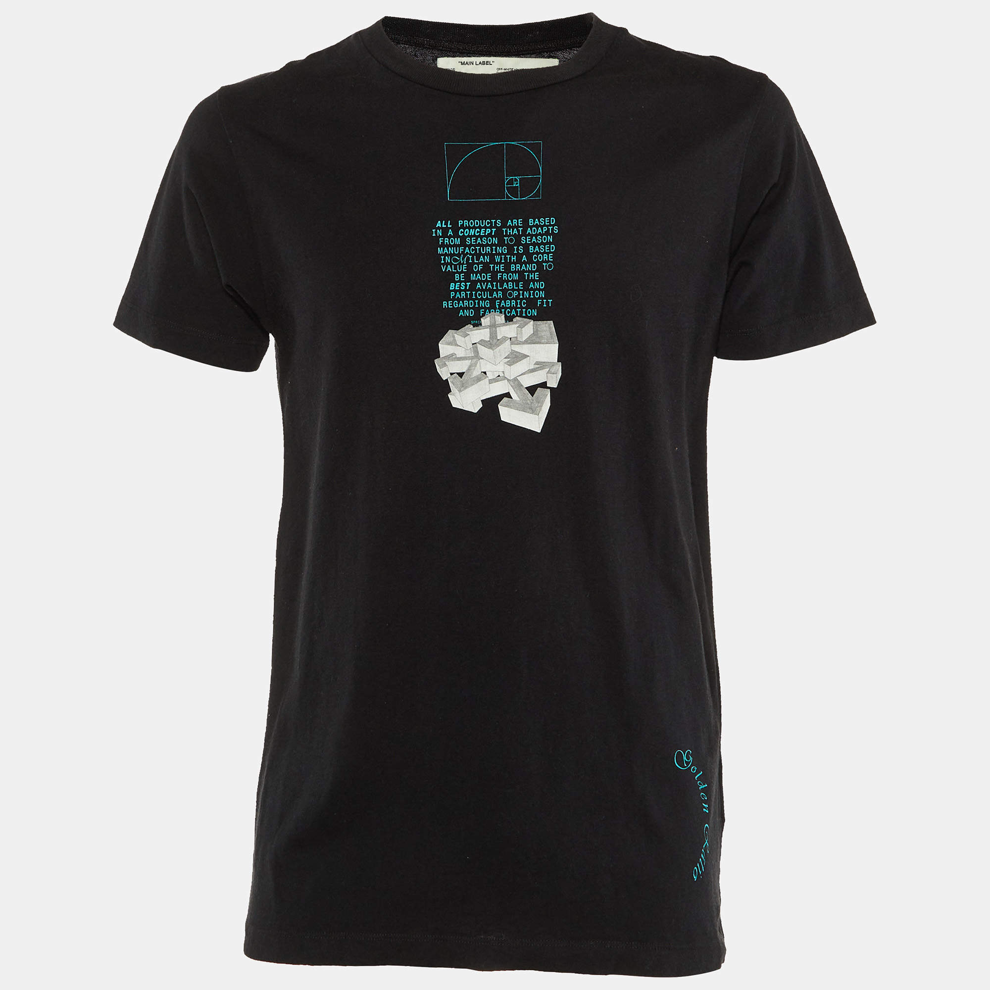 Off-White Black Tape Arrow Print Cotton Crew Neck T-Shirt S