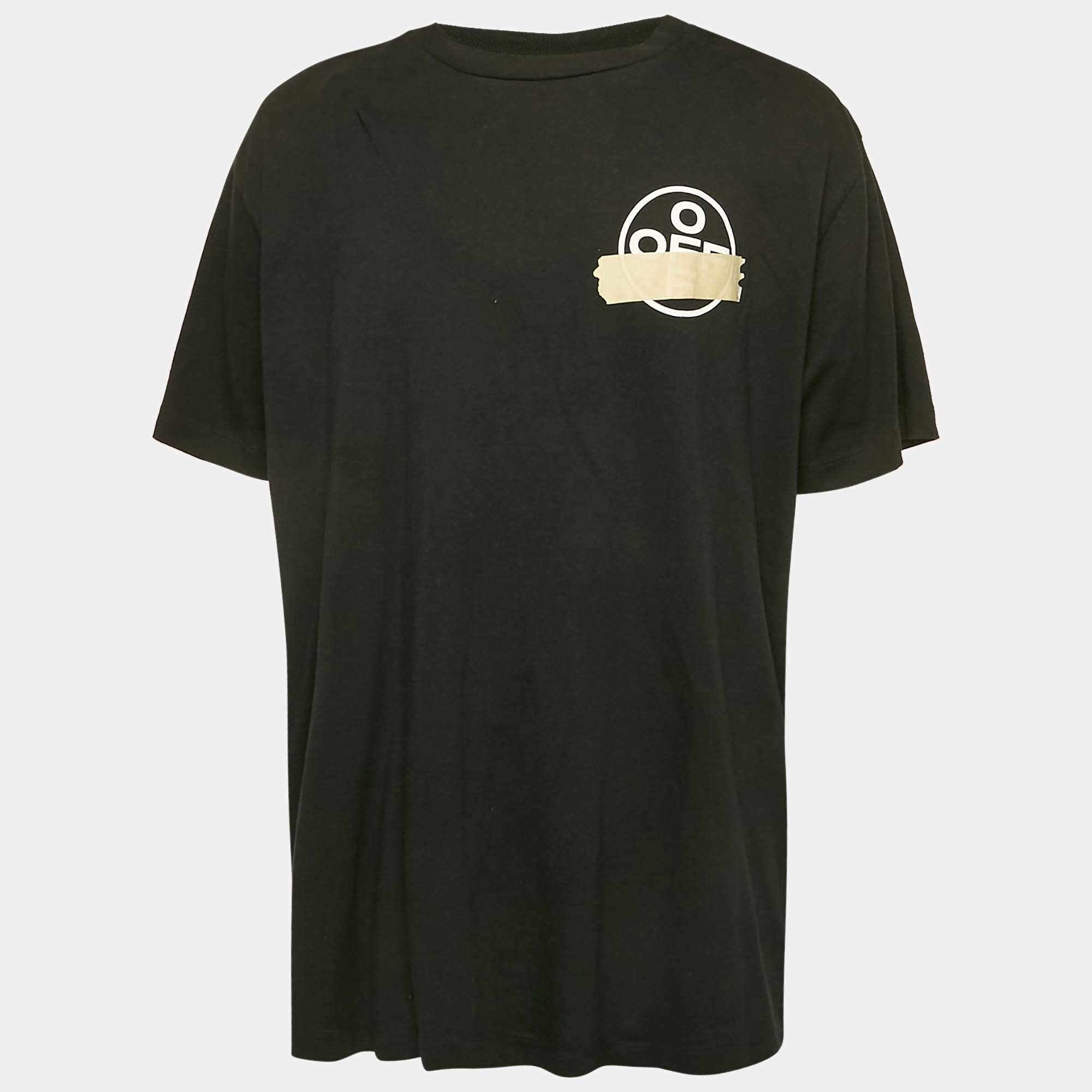 Off-White Black Logo Print Crew Neck Oversized T-Shirt M