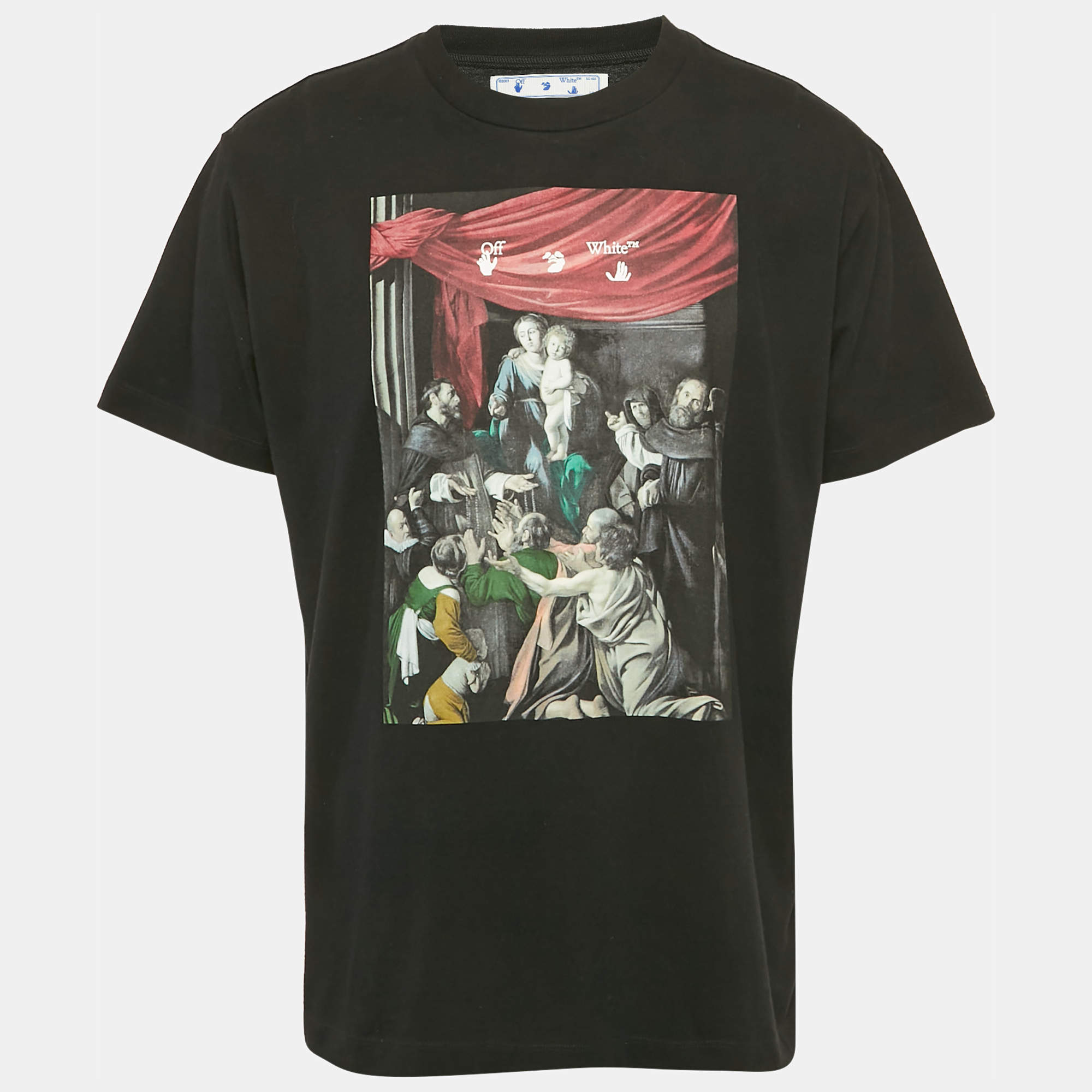 Off-White Black Mary Print Cotton Crew Neck T-Shirt XS