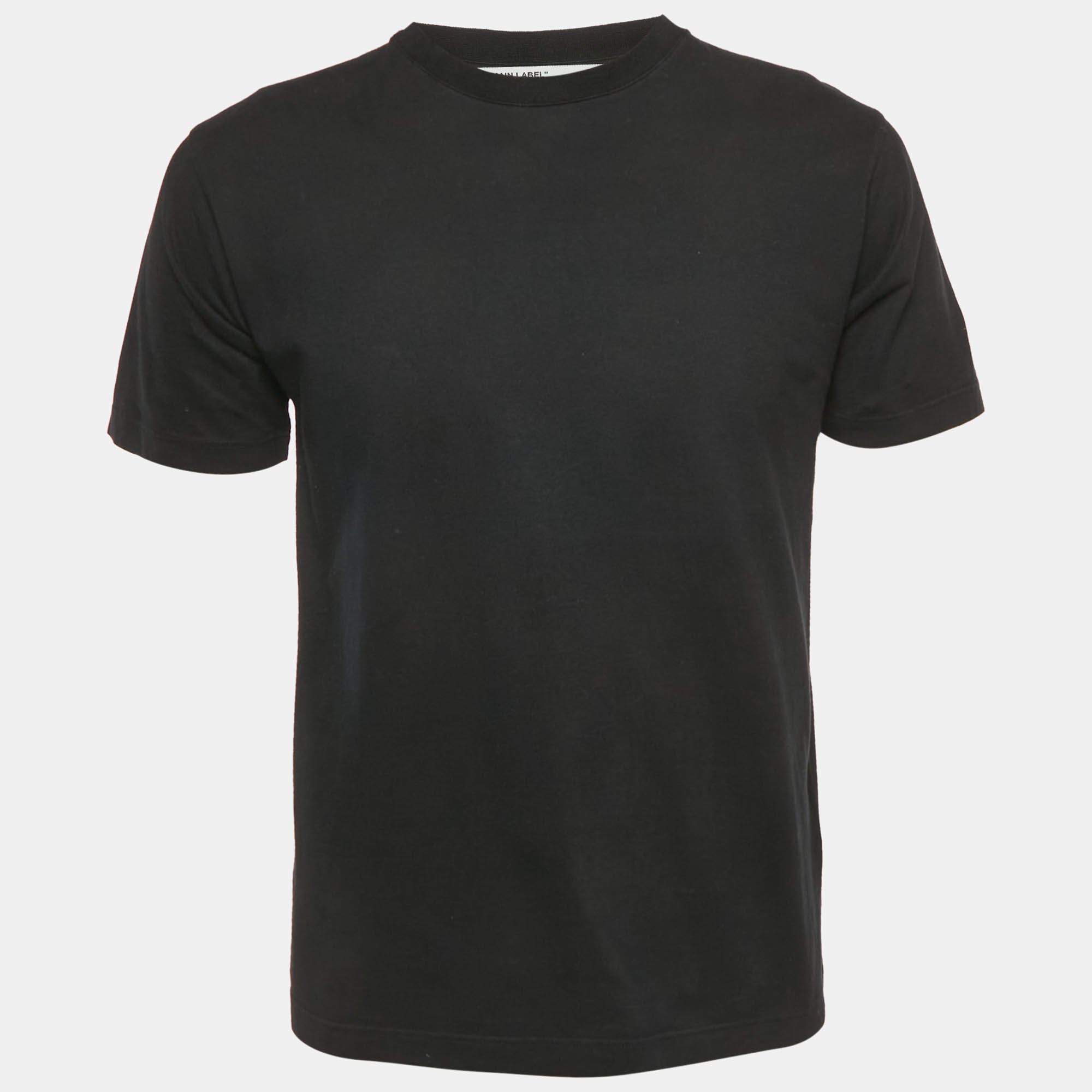 Off-White Black Back Logo Print Cotton Crew Neck T-Shirt M