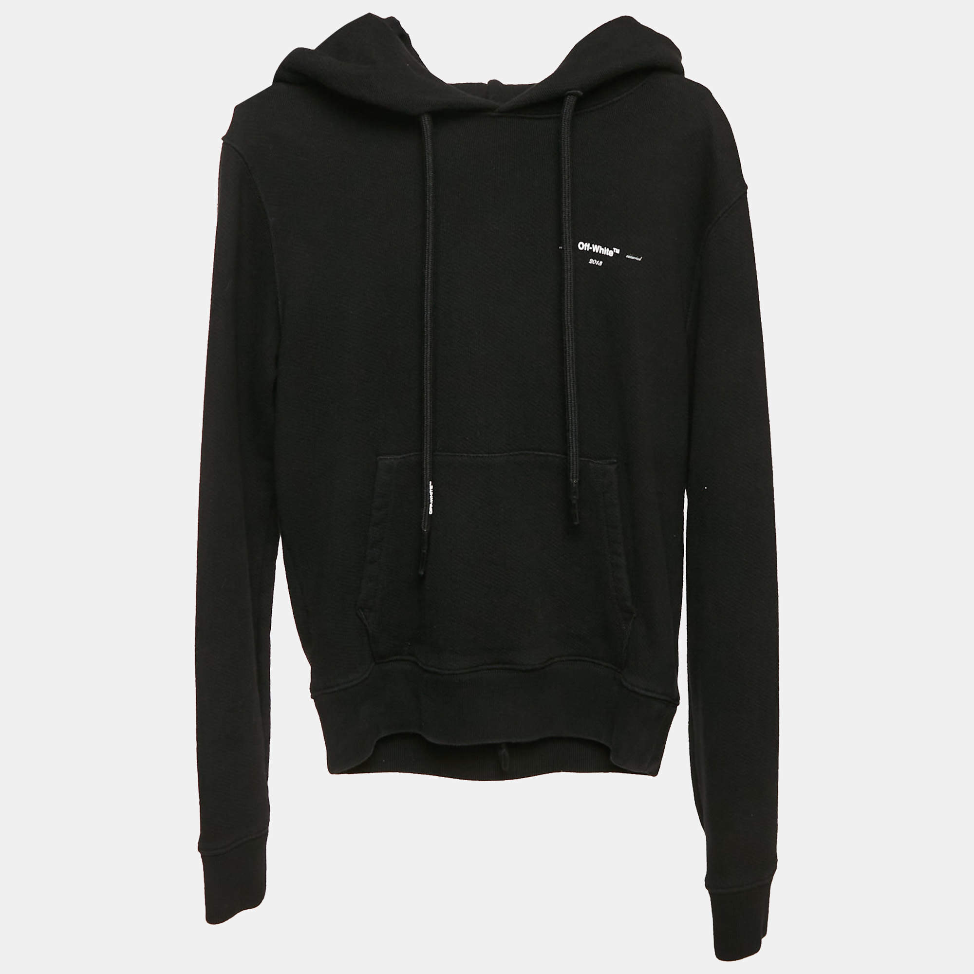 Pre Owned Off-White Black Cotton Knit Arrow Applique Hoodie XXS
