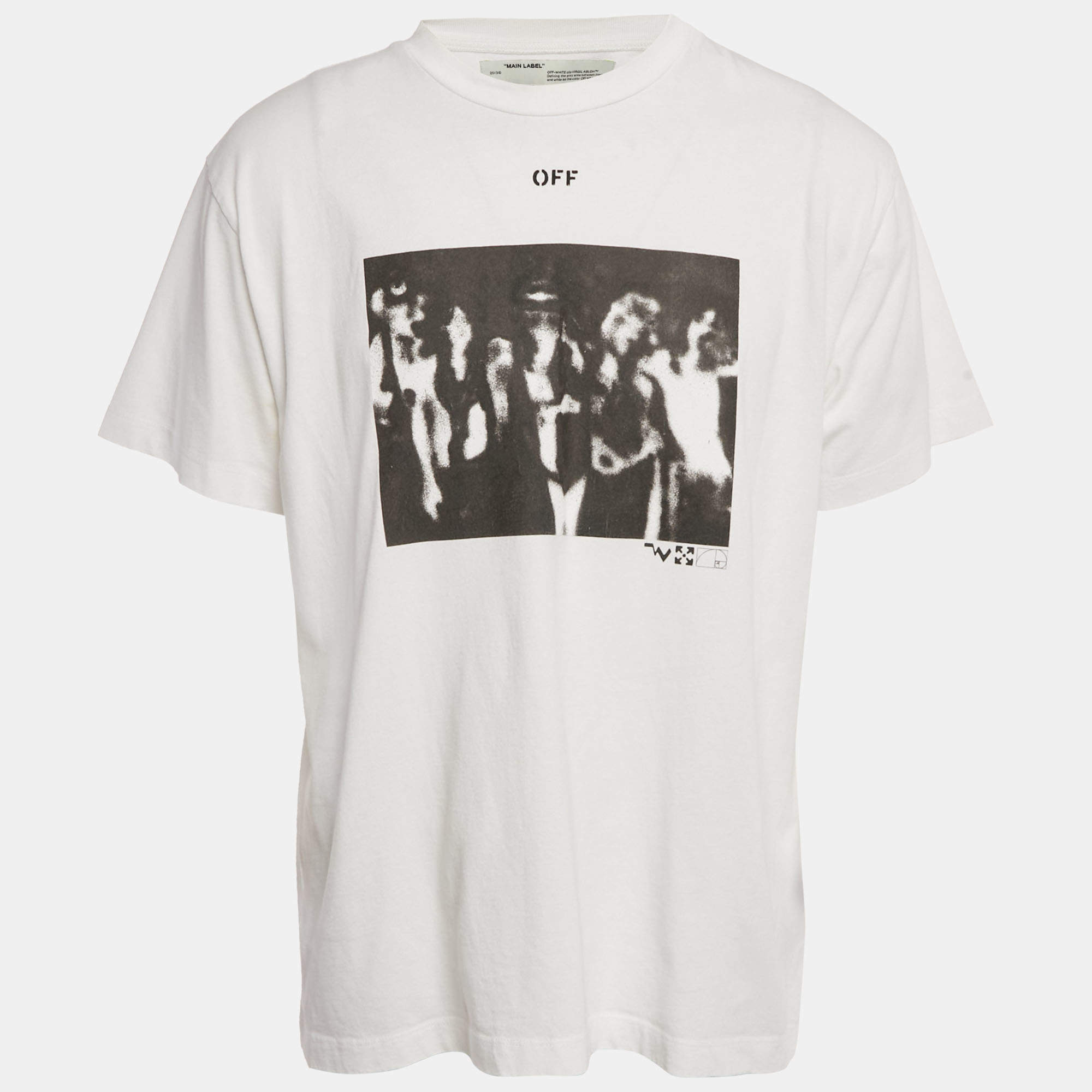 Pre Owned Off-White White Printed Cotton Knit Oversized T-Shirt XS
