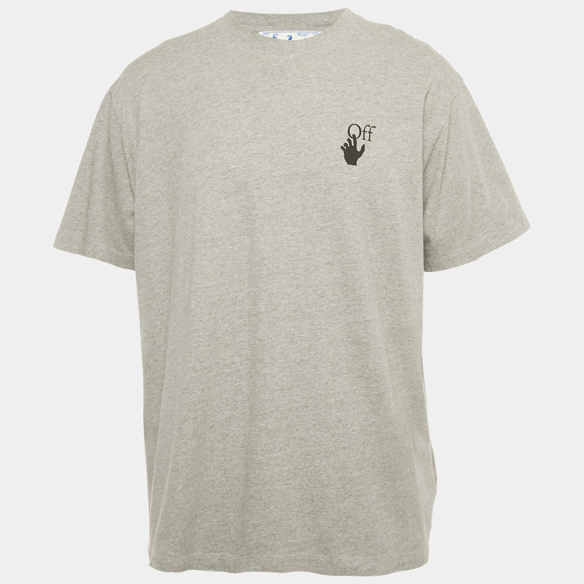Pre Owned Off-White Grey Faded Arrow Print Jersey T-Shirt S