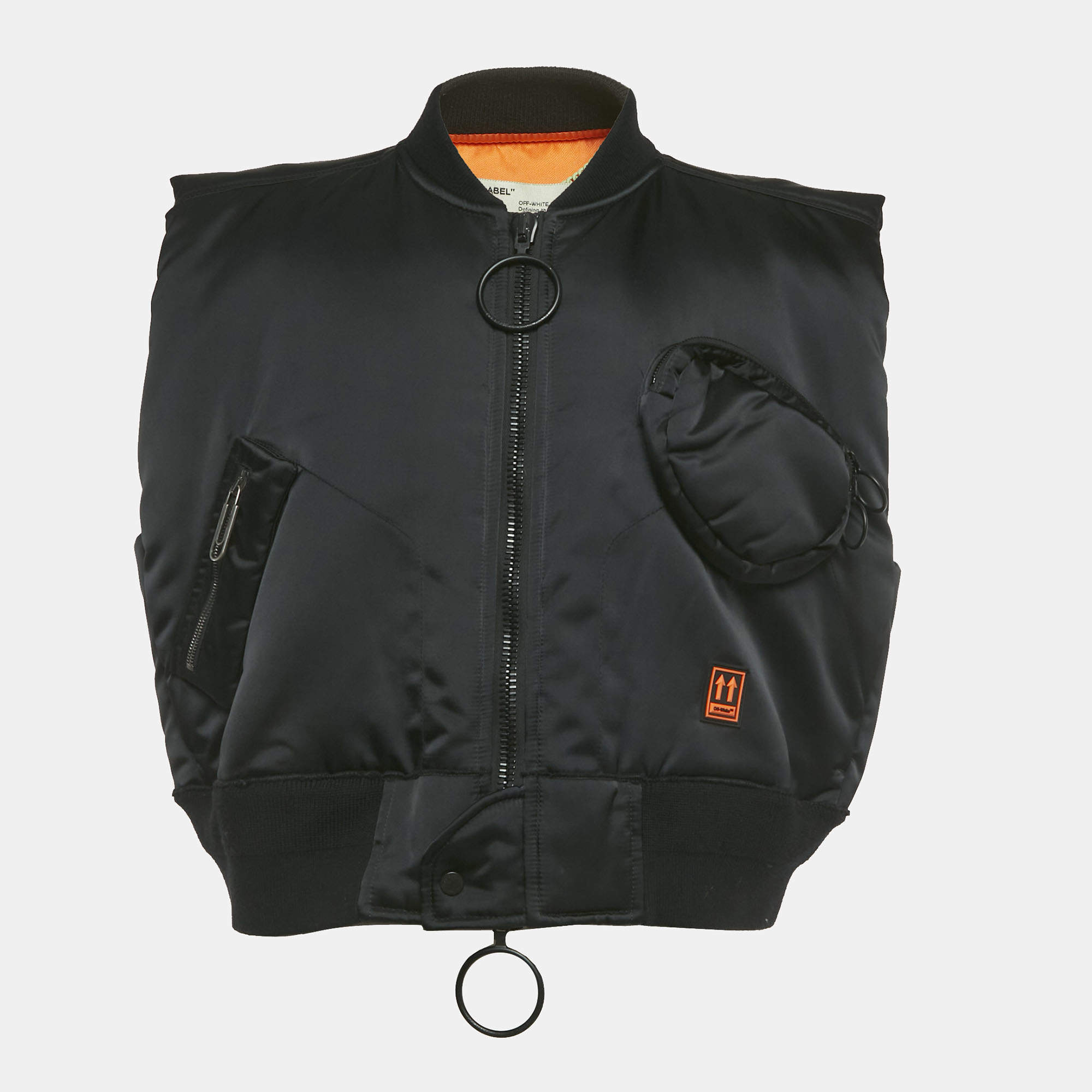 Pre Owned Off-White Black Arrow Print Nylon Scaffolding Bomber Vest S