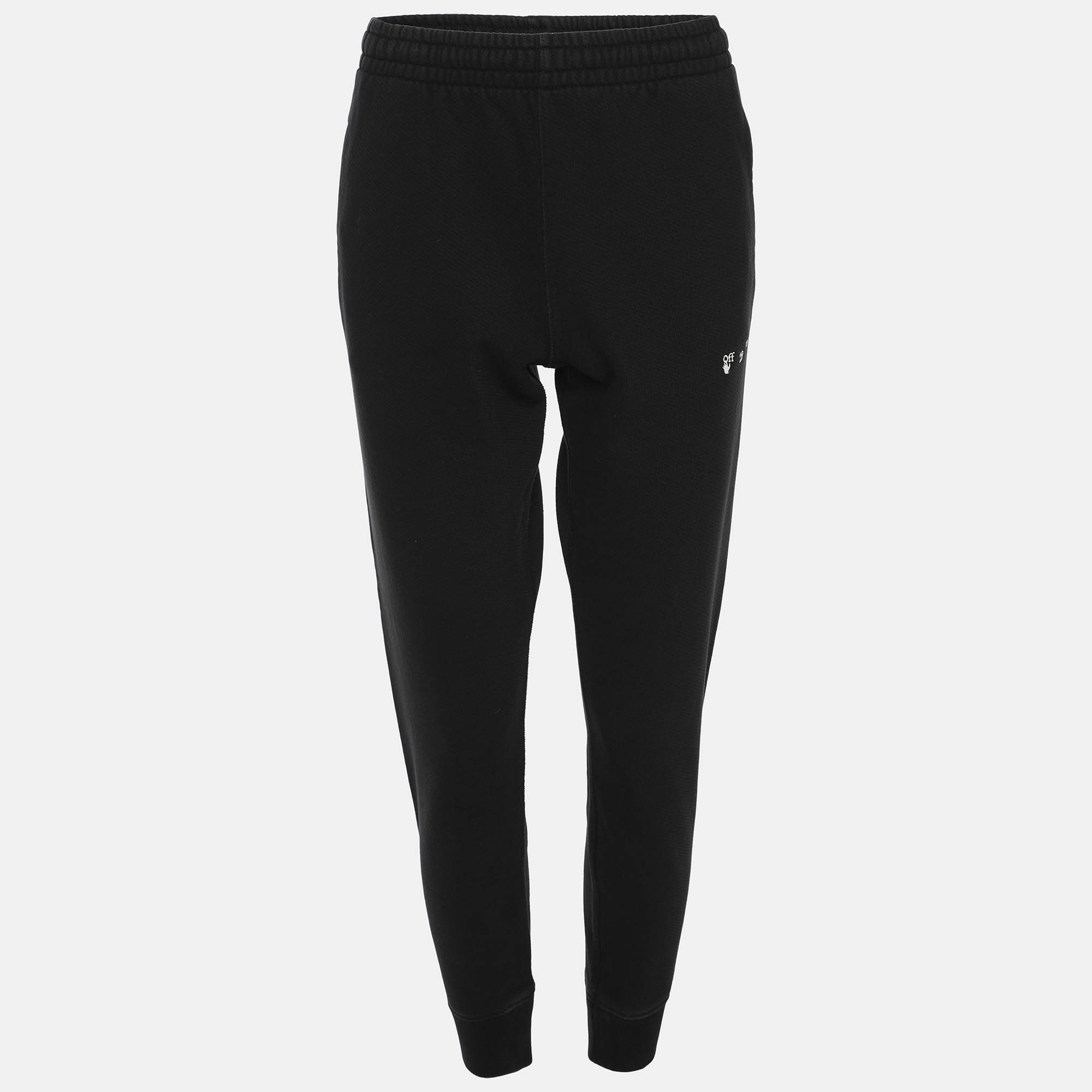 Pre Owned Off-White Black Jersey Track Pants S