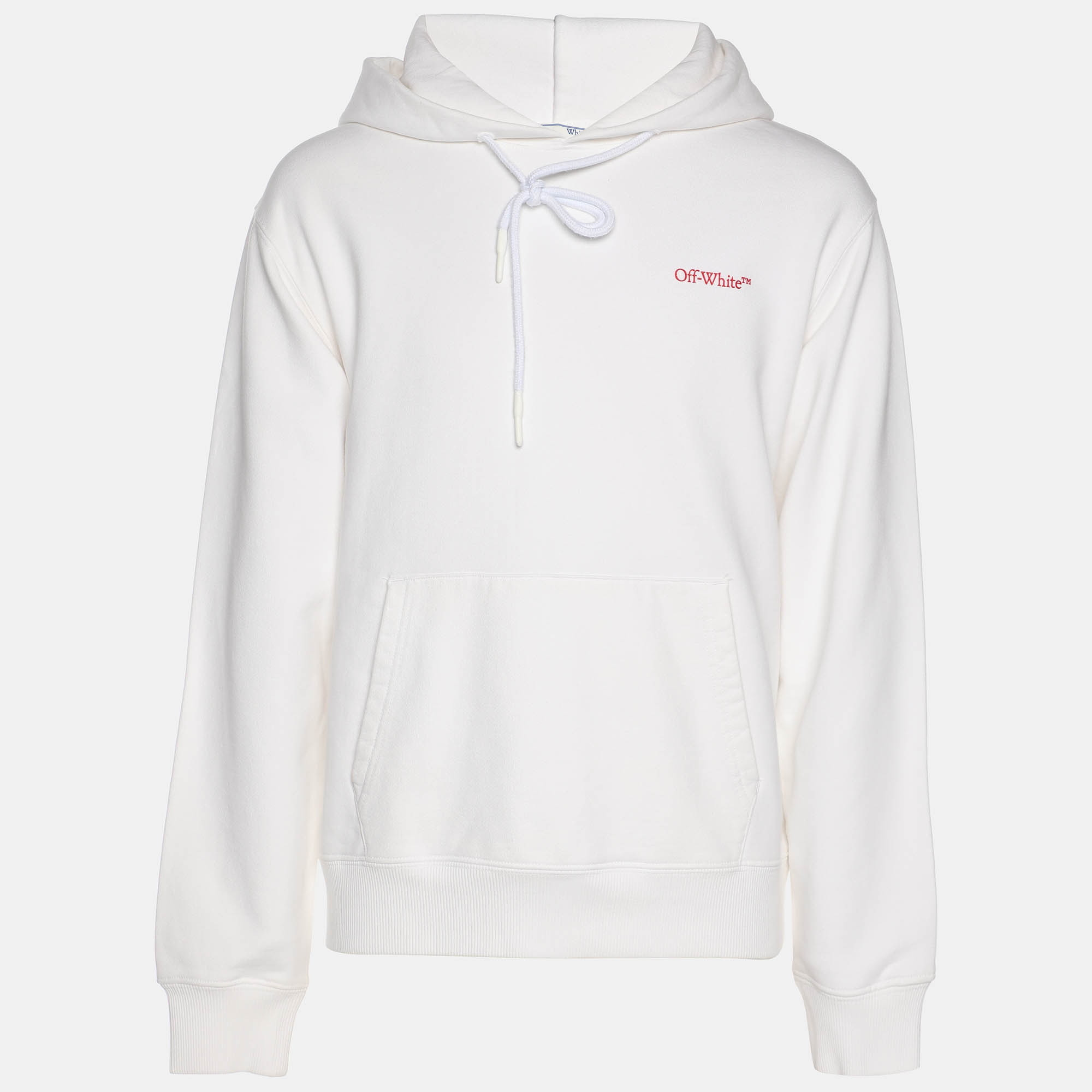 Pre Owned Off-White White Logo Embroidered Jersey Hoodie Jacket S