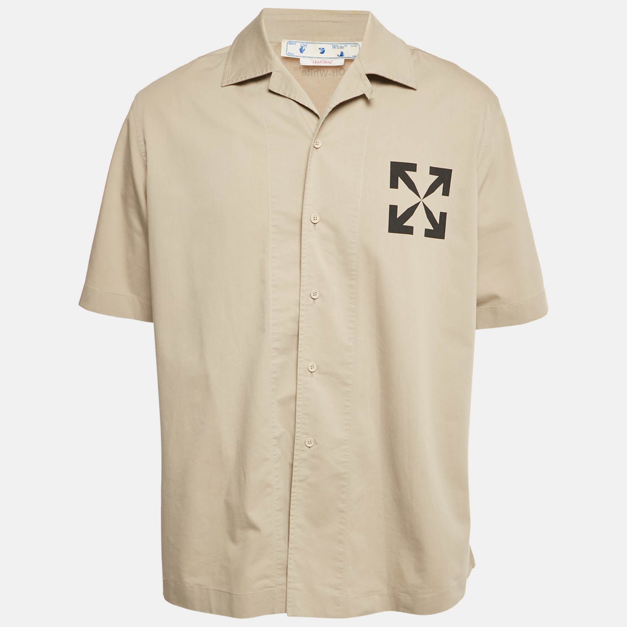Pre Owned Off-White Beige Arrow Print Cotton Blend Shirt M