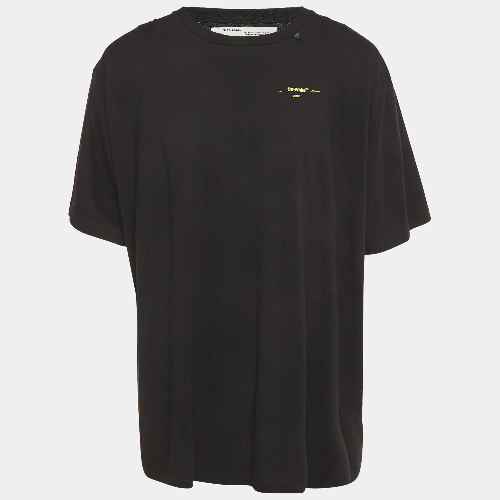 Pre Owned Off-White Black Acrylic Arrow Print Cotton T-Shirt L