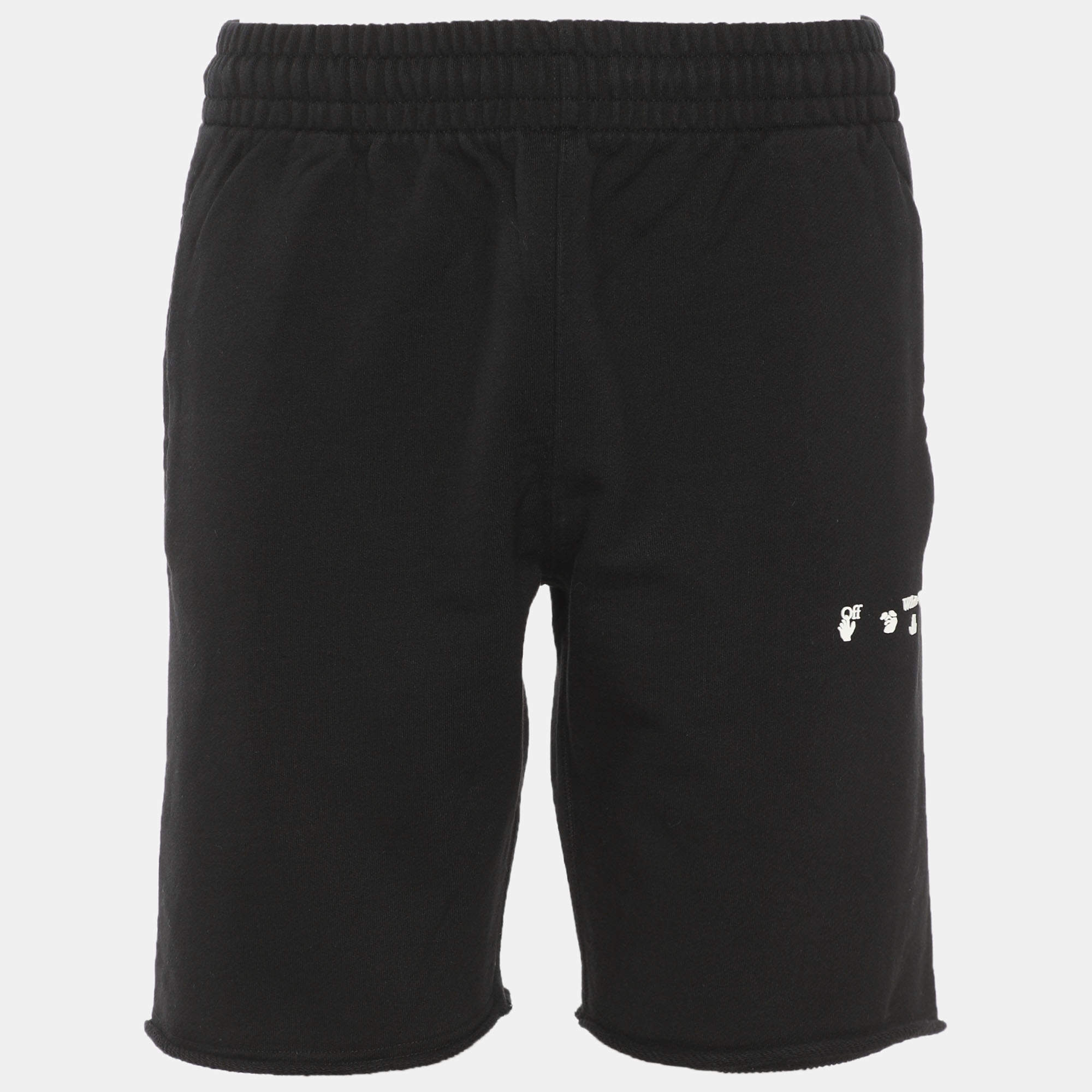 Pre Owned Off-White Black Cotton Logo Short S