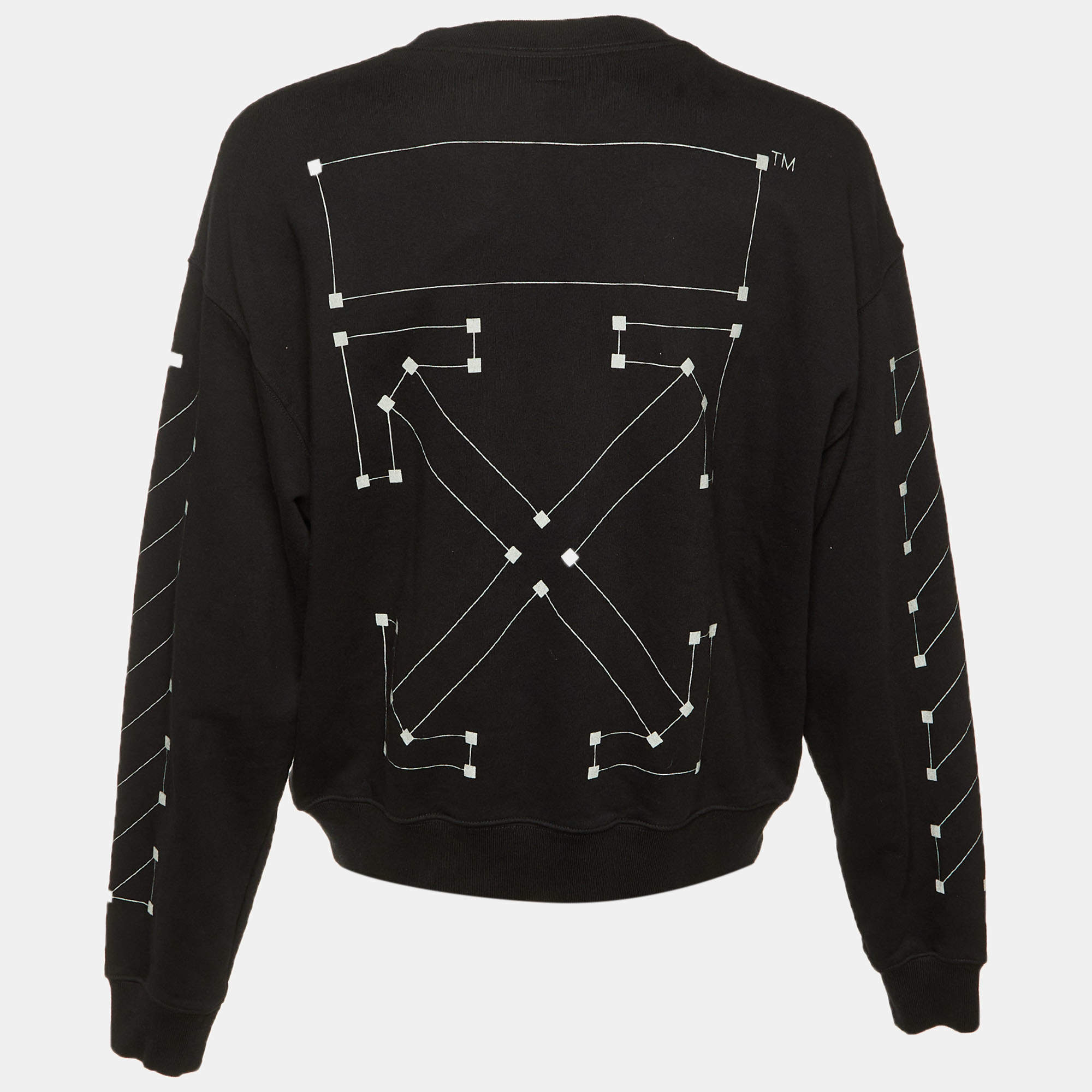 Off-White Black Wizard and Cat Print Cotton Hoodie M Off-White