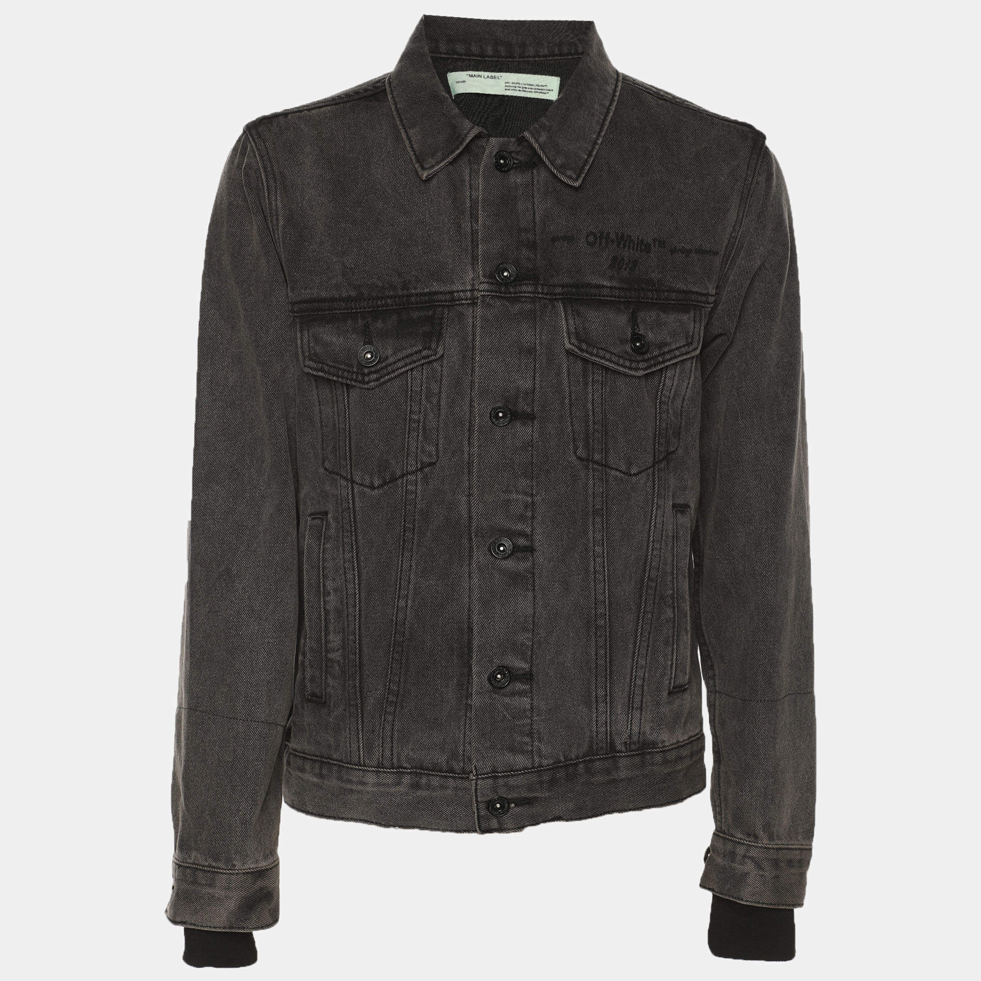 Pre Owned Off-White Dark Grey Denim Logo Jacket S
