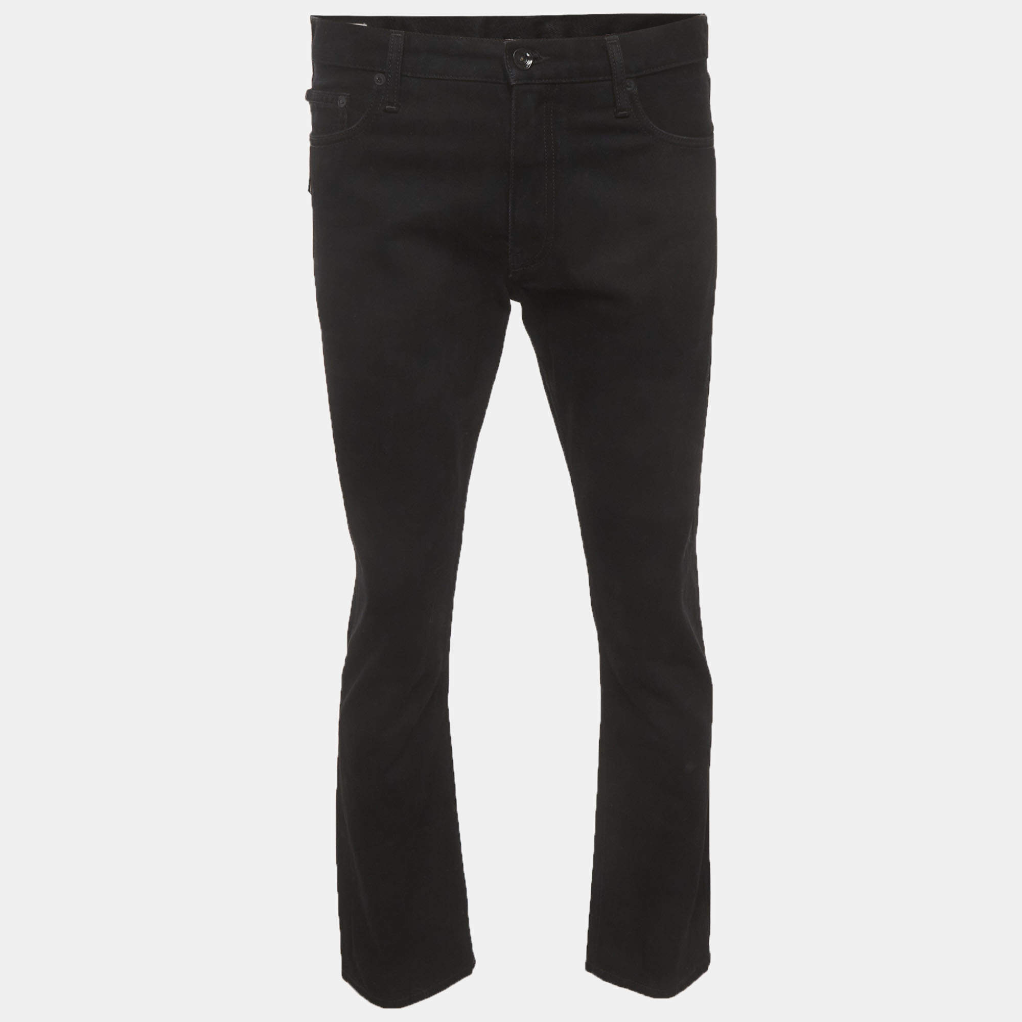 Pre Owned Off-White Black Denim Permanent Jeans M/Waist 33"