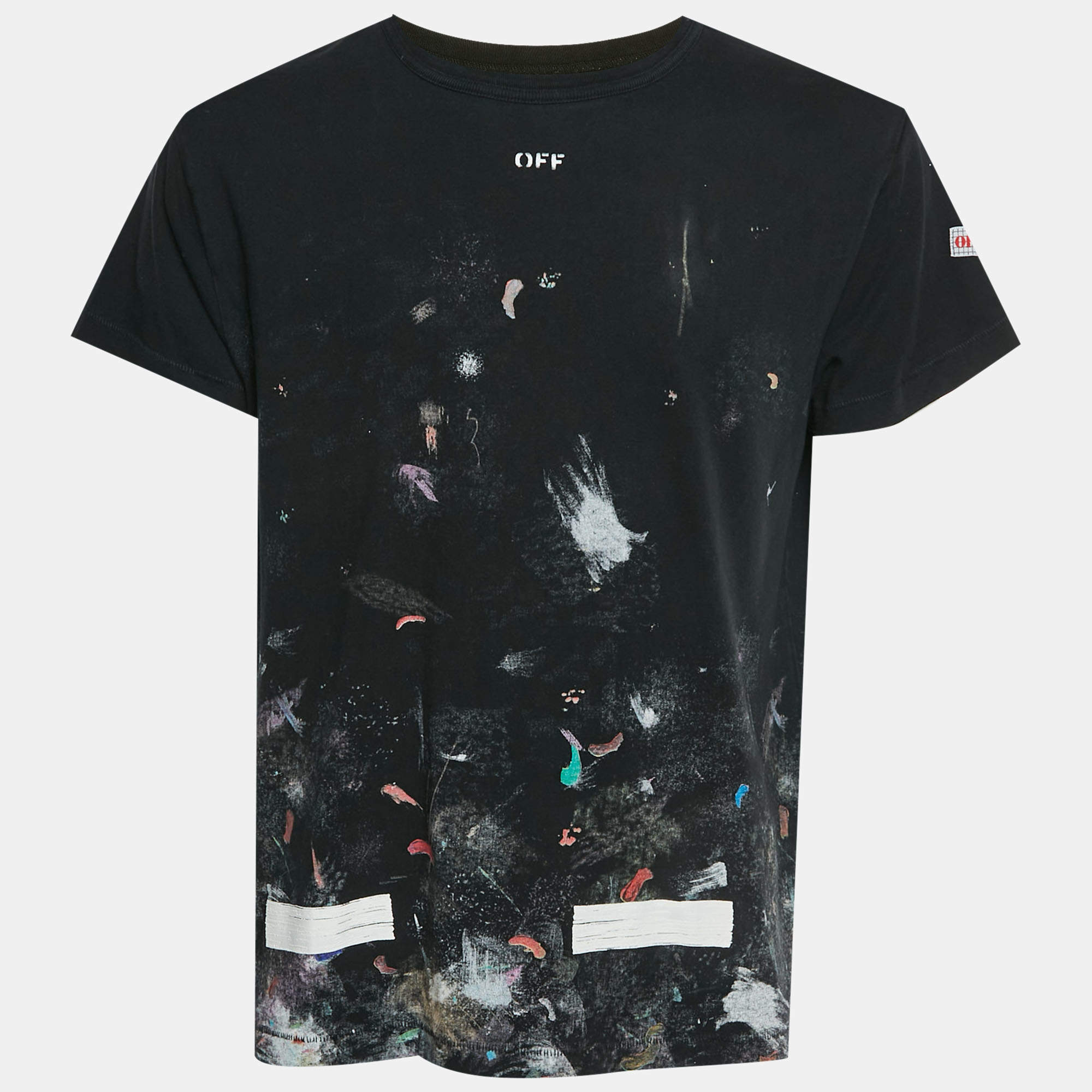 Pre Owned Off-White Black Galaxy Brushed Print Jersey Crewneck T-Shirt XS