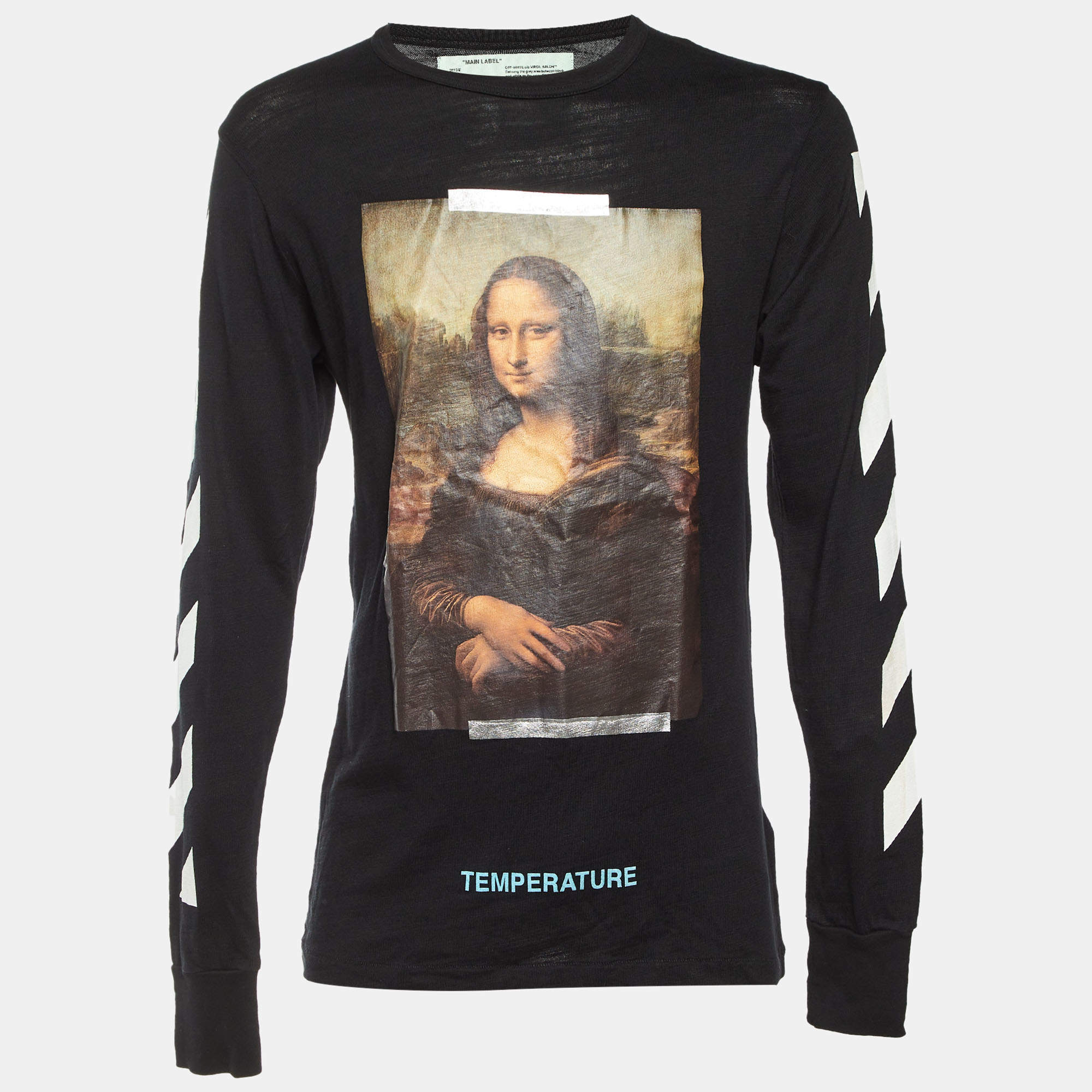 Pre Owned Off-White Black Mona Lisa Print Cotton Long Sleeve T-Shirt S