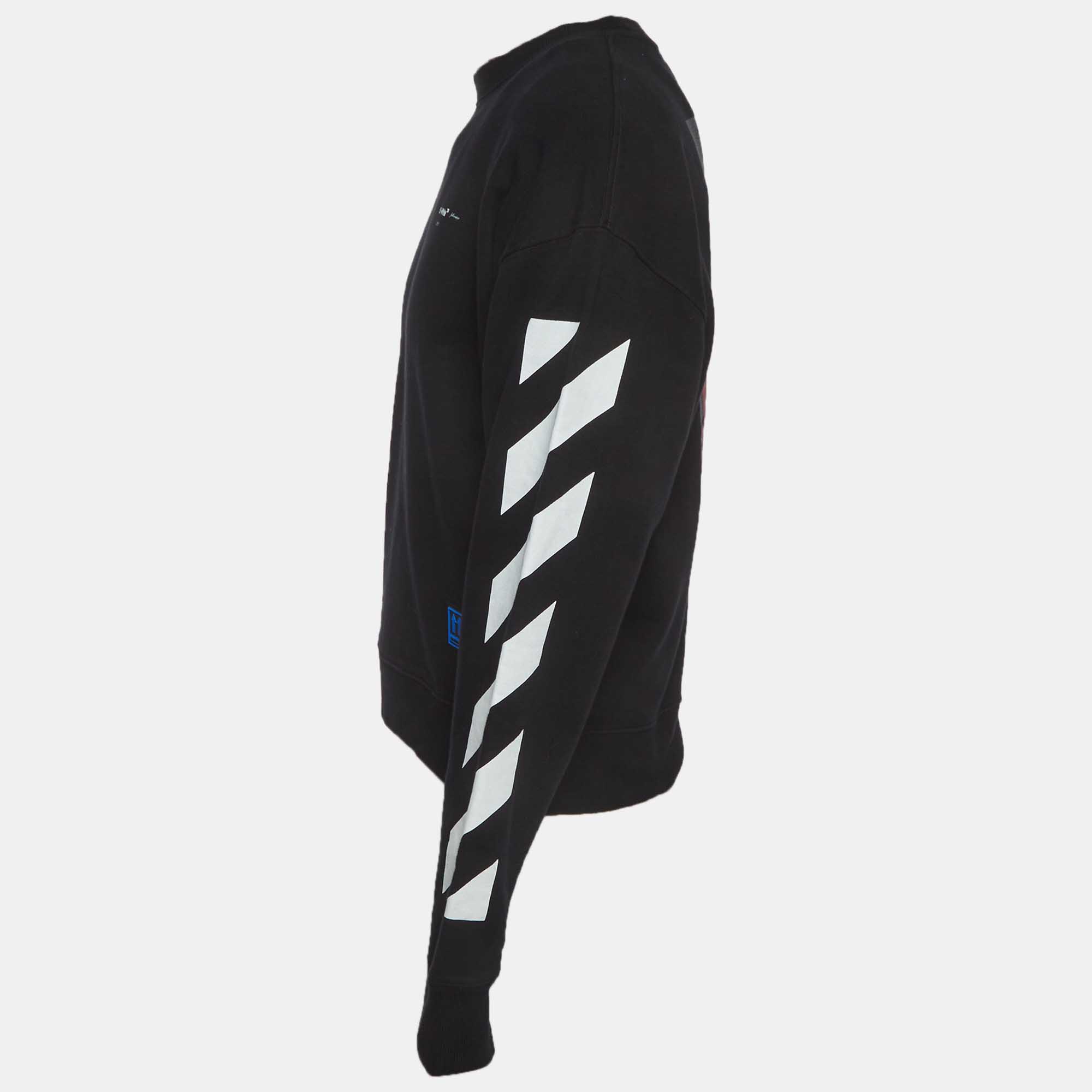 Off-White Black Wizard and Cat Print Cotton Hoodie M Off-White