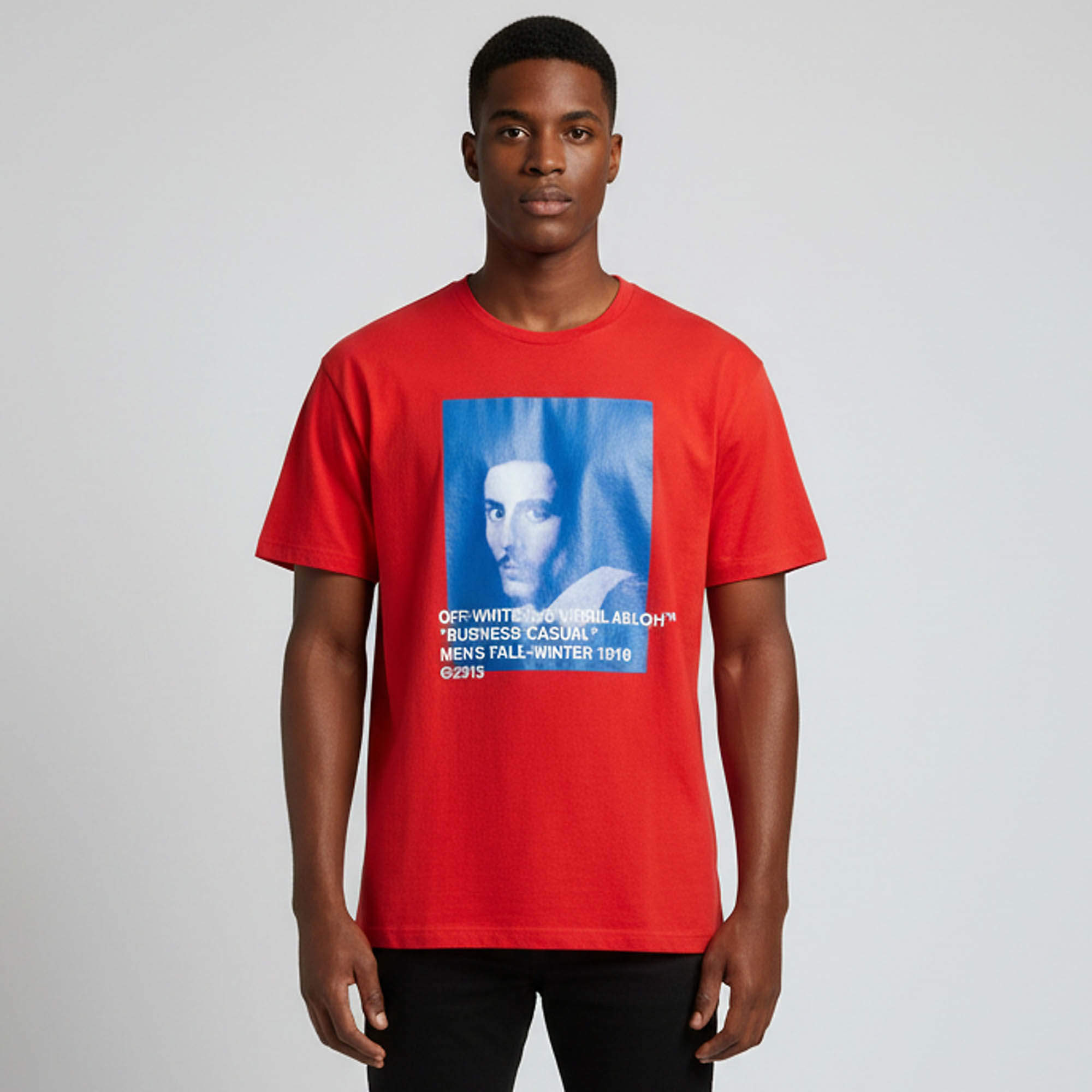 Pre Owned Off-White Red Graphic Print Cotton Knit Bernini T-shirt XXL