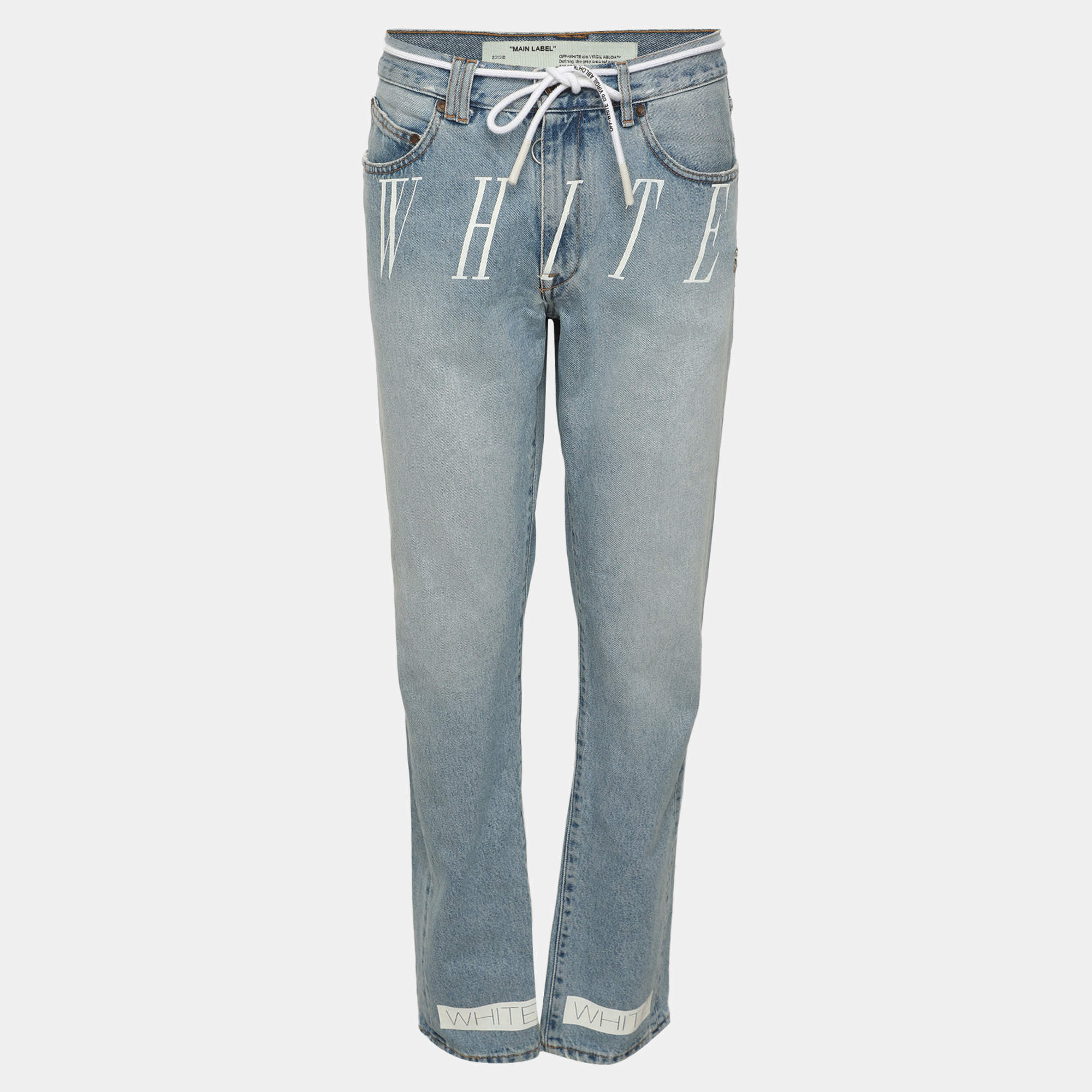 Pre Owned Off-White Blue Bleach Nikel Denim Jeans XL