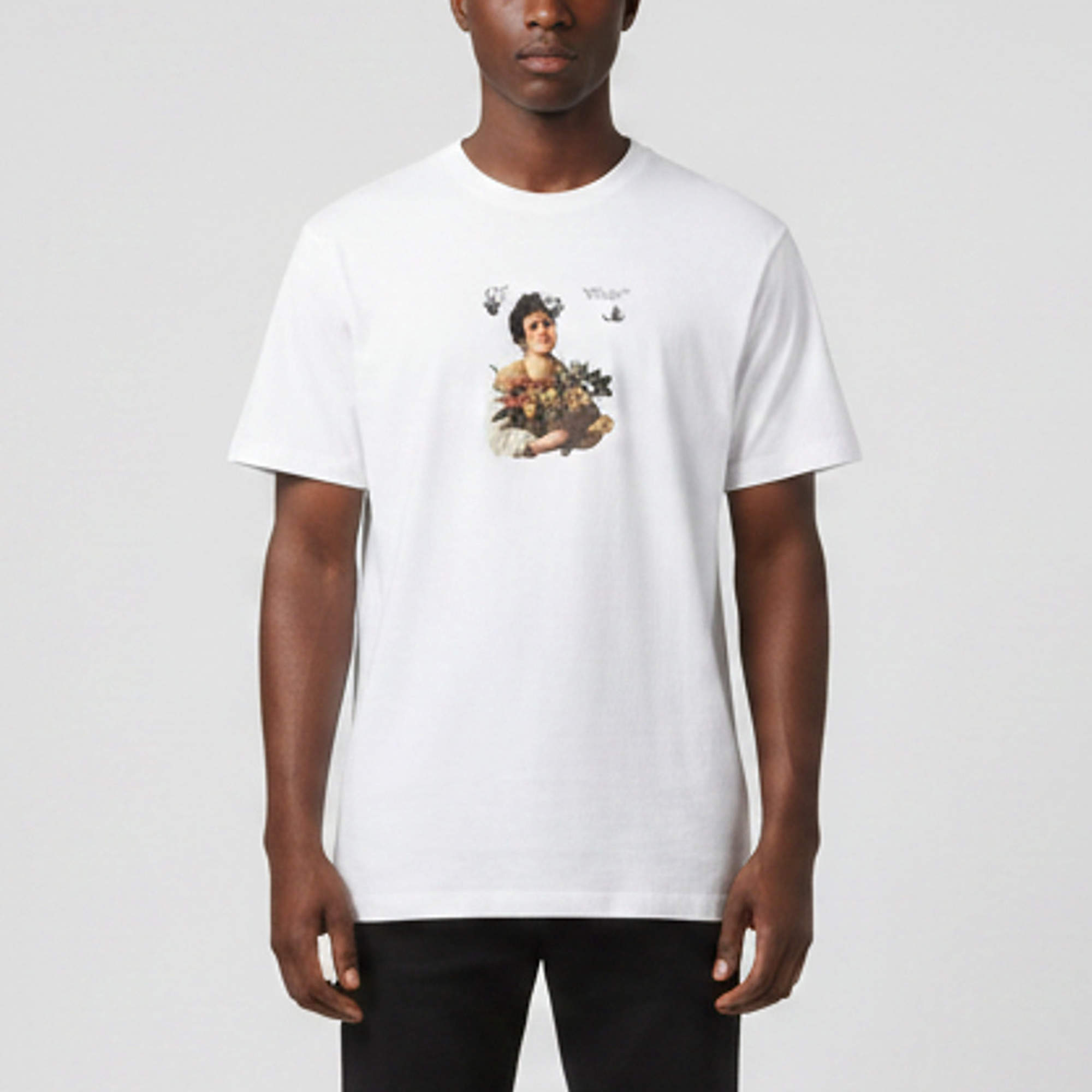 Pre Owned Off-White White Caravaggio Graphic Jersey Crewneck T-Shirt XL