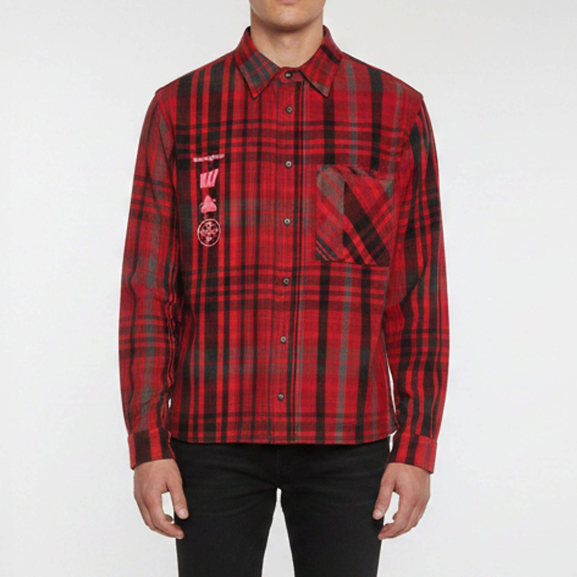 Pre Owned Off-White Red/Black Check Flannel 'Mariana De Silva' Shirt XL