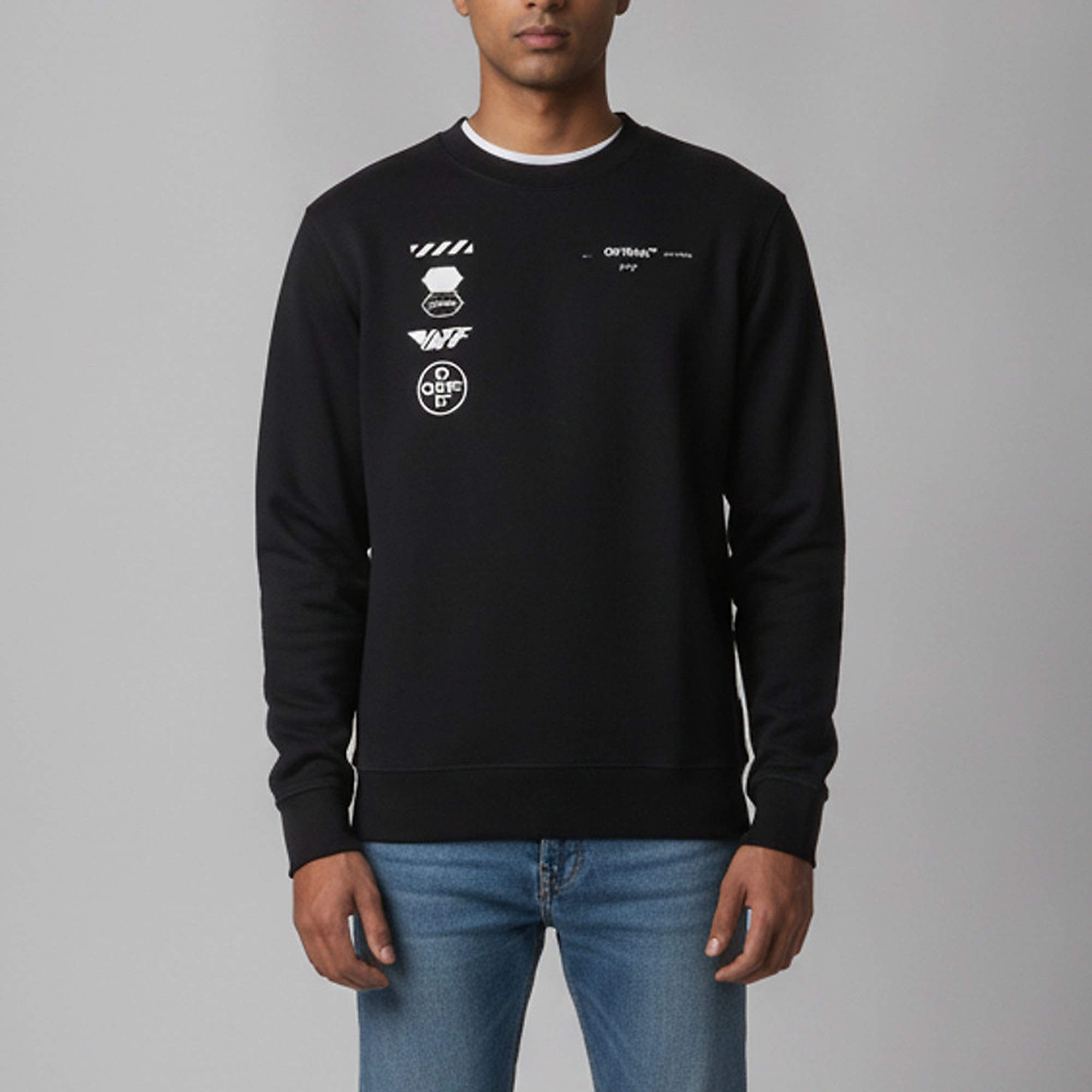 مملوكة مسبقًا Off-White Black Cotton Racing Arrow Crewneck Sweatshirt S