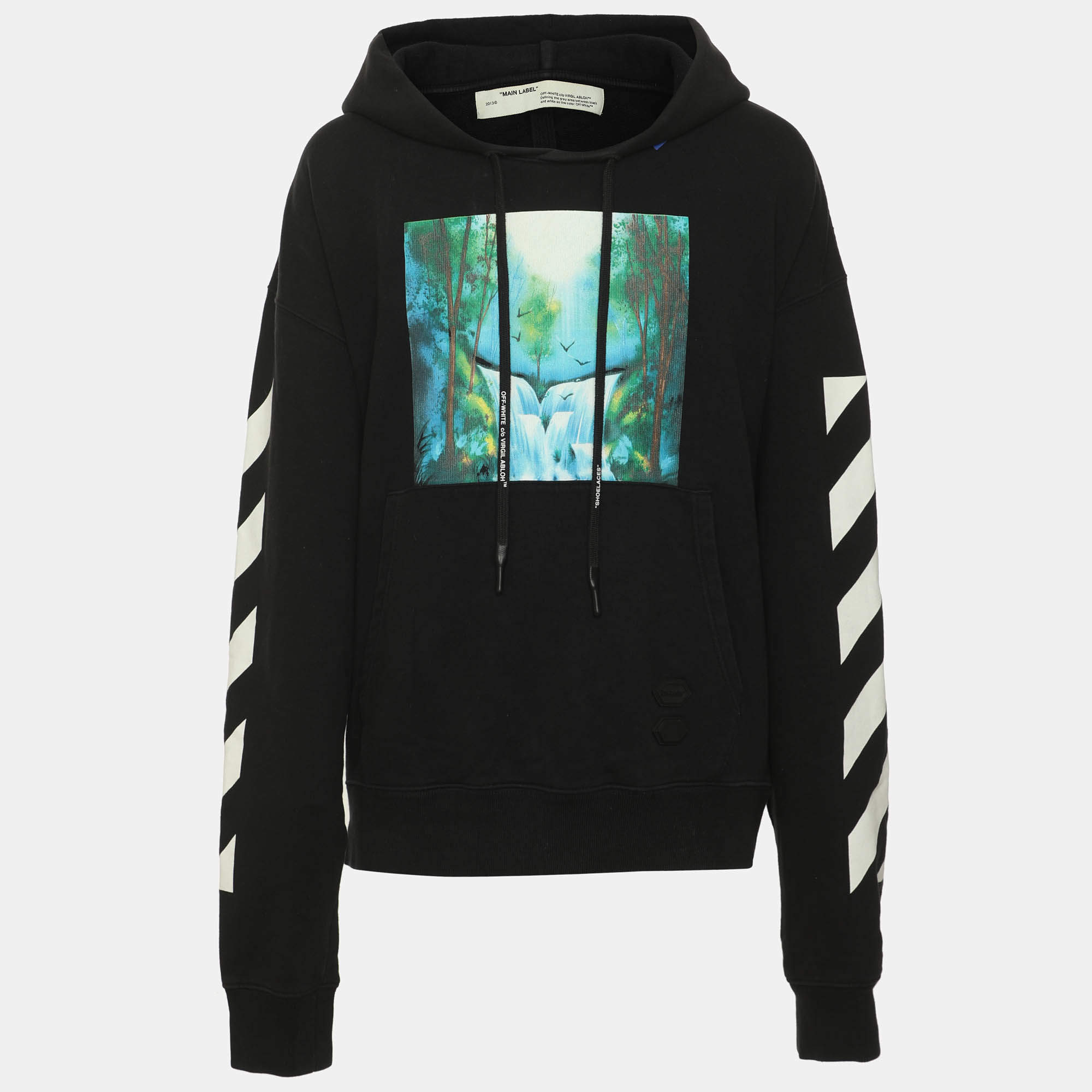 مملوكة مسبقًا Off-White Black Cotton Diag Waterfall Hoodie XL