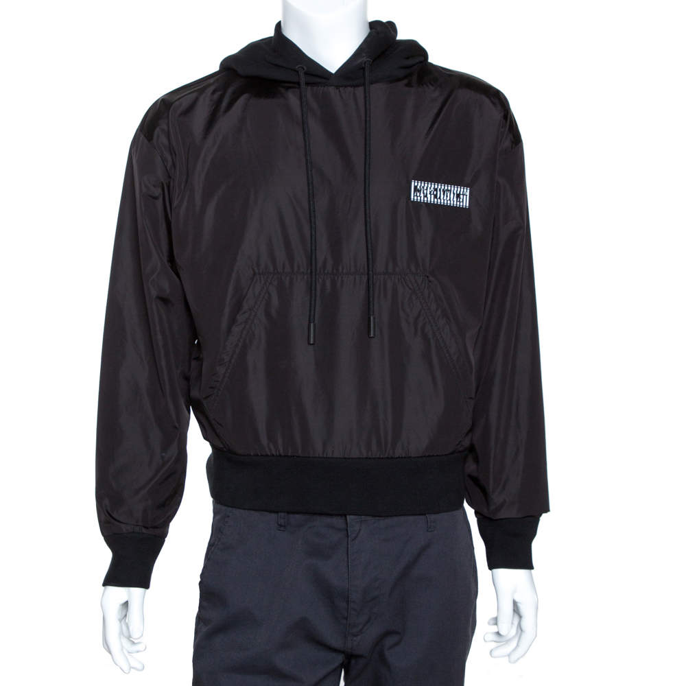 Pre Owned Off-White Black Nylon Knit Trim Hoodie XS